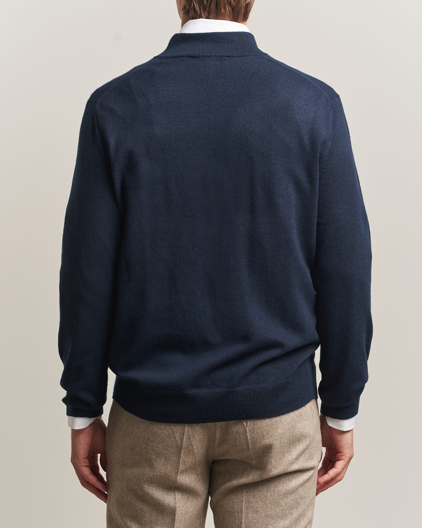 Herre | Trøjer | Charles Tyrwhitt | Pure Cashmere Zip Neck Jumper Navy
