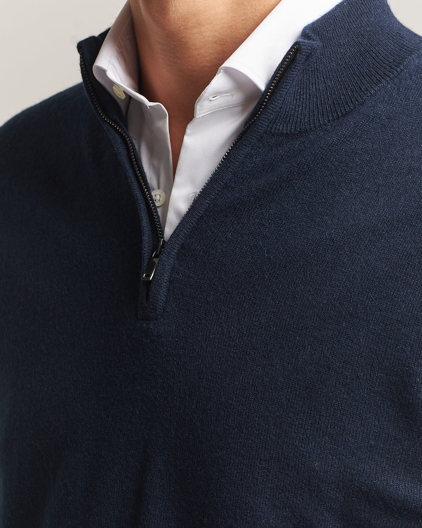 Herre | Trøjer | Charles Tyrwhitt | Pure Cashmere Zip Neck Jumper Navy