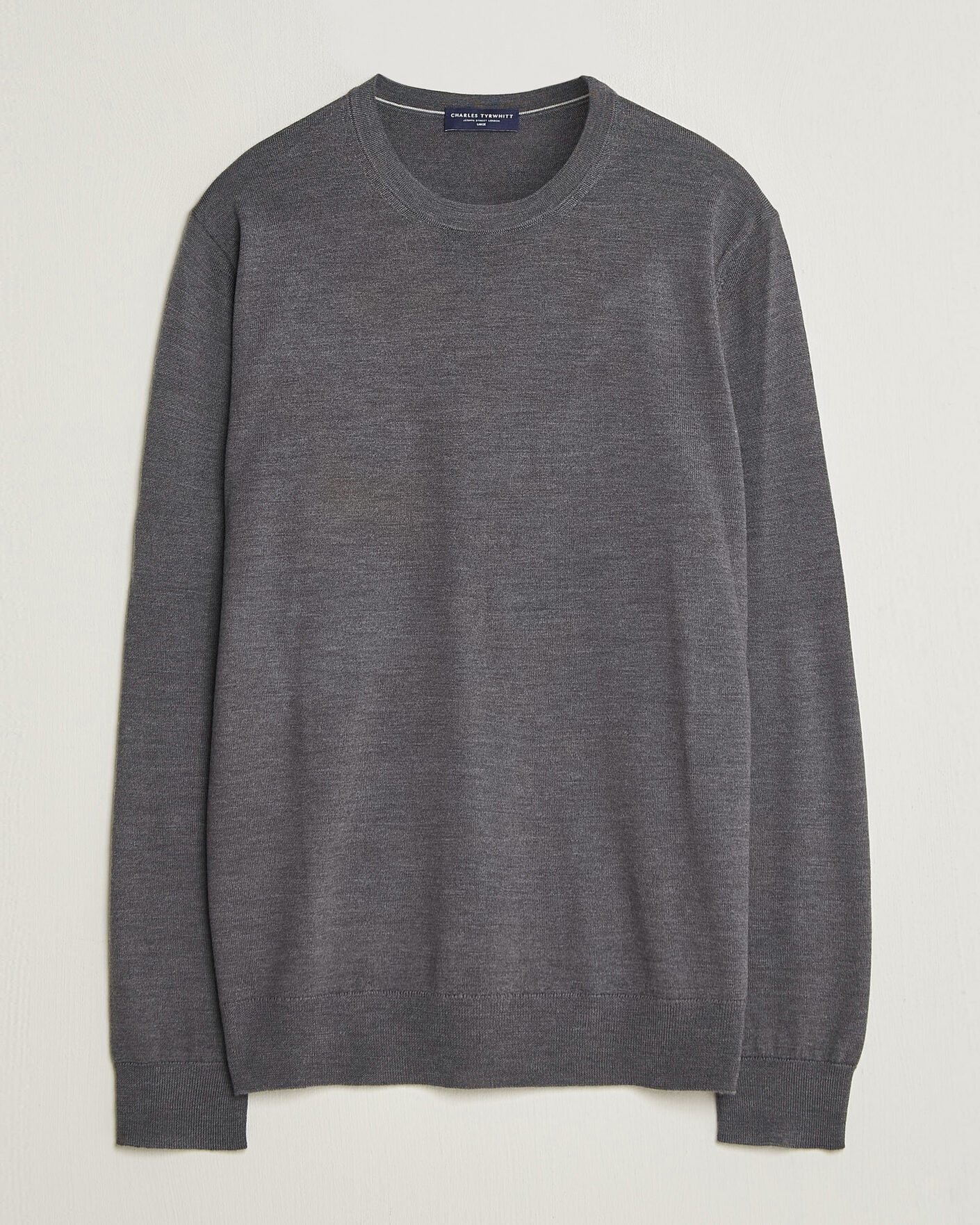 Herre | Trøjer | Charles Tyrwhitt | Pure Merino Crew Neck Jumper Grey