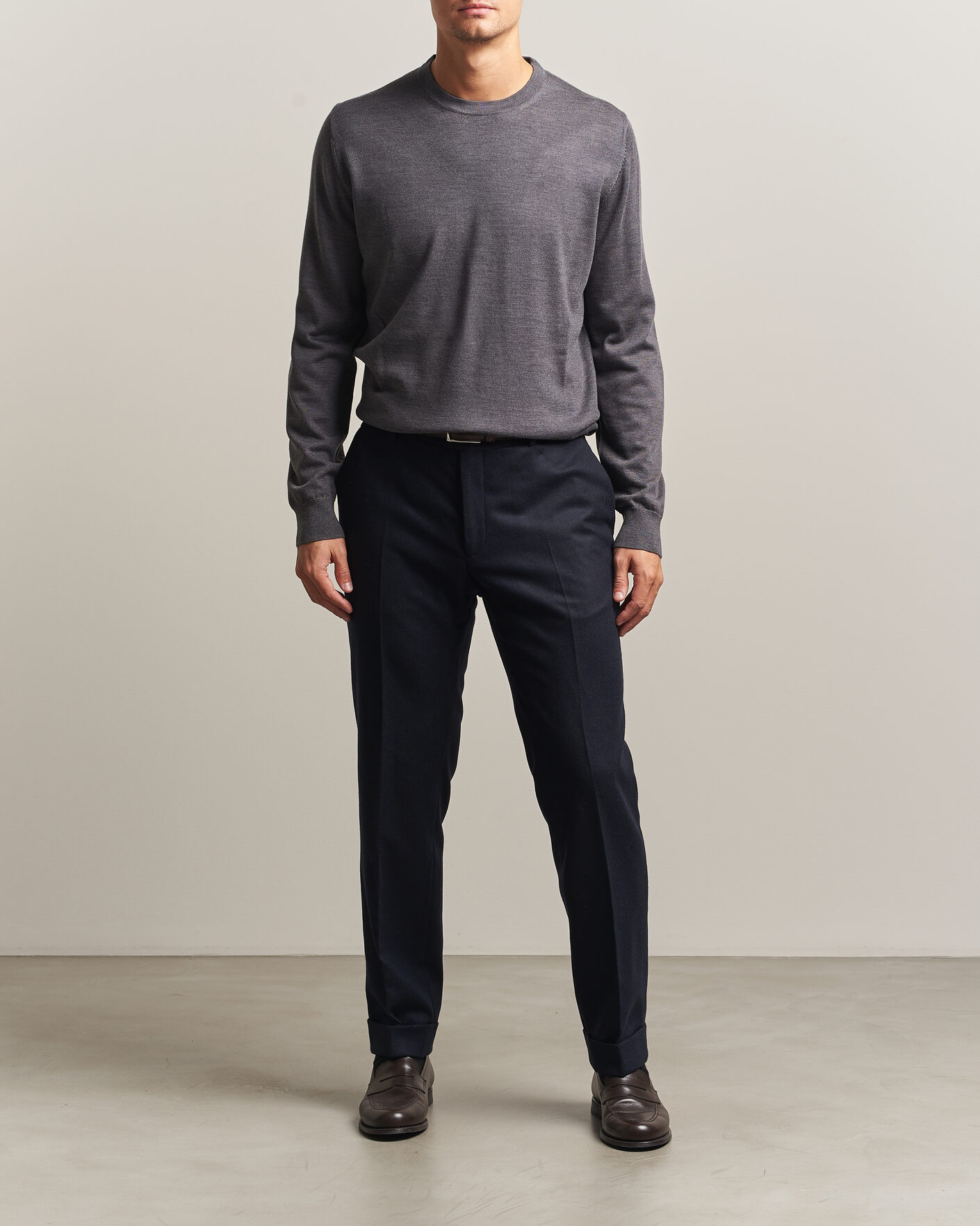 Herre | Trøjer | Charles Tyrwhitt | Pure Merino Crew Neck Jumper Grey