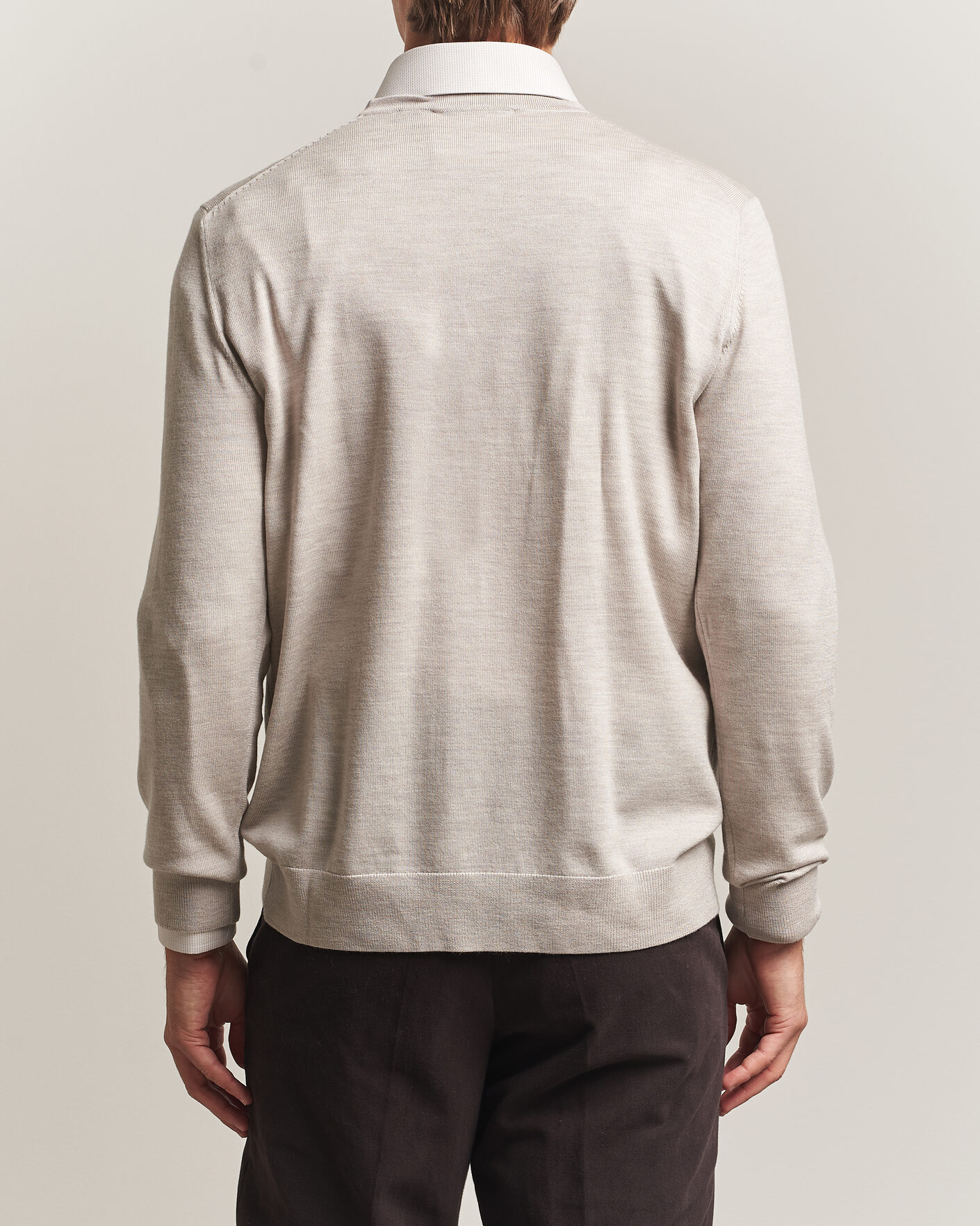 Herre | Trøjer | Charles Tyrwhitt | Pure Merino Crew Neck Jumper Limestone