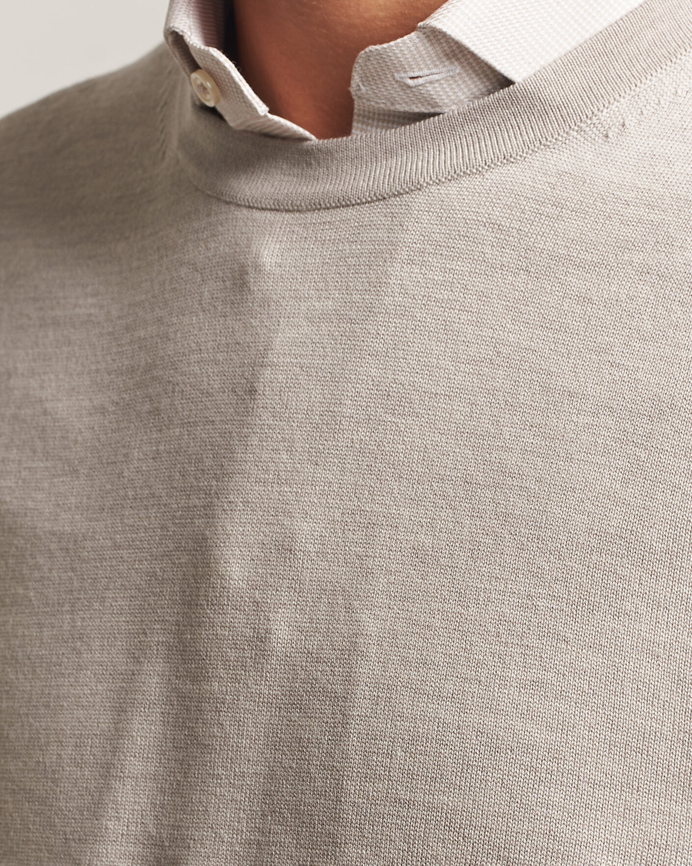 Herre | Trøjer | Charles Tyrwhitt | Pure Merino Crew Neck Jumper Limestone