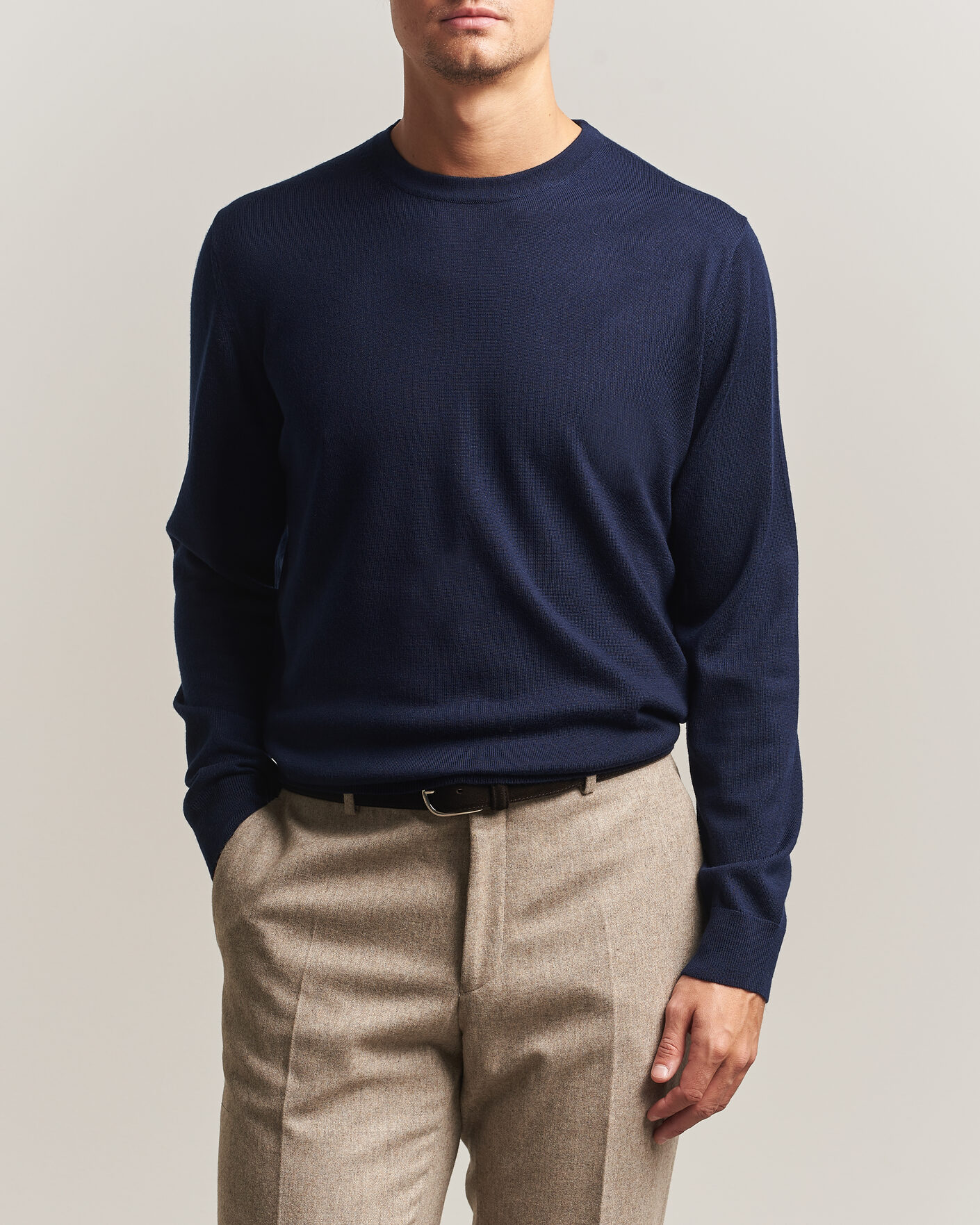 Herre | Trøjer | Charles Tyrwhitt | Pure Merino Crew Neck Jumper Navy