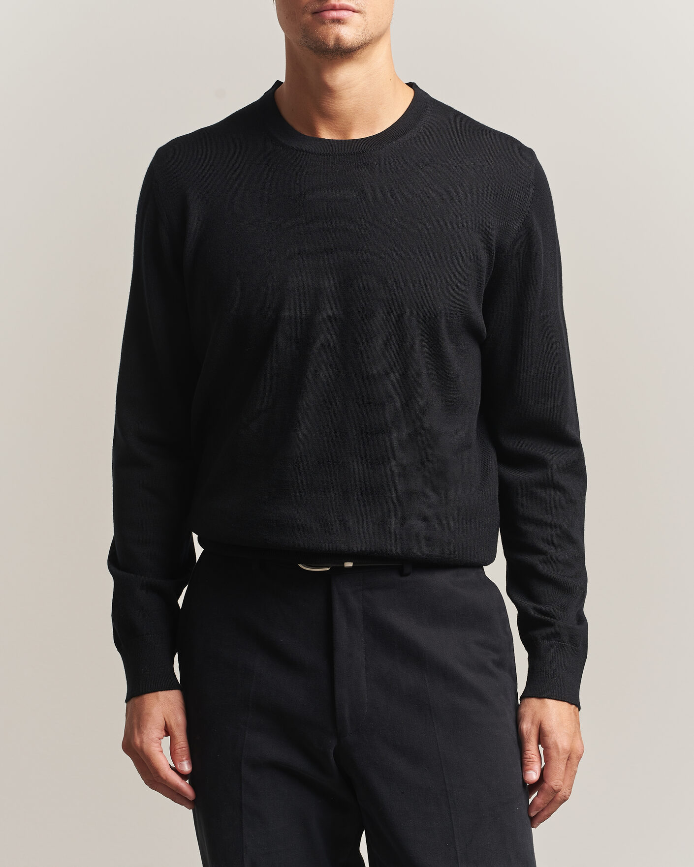 Herre | Trøjer | Charles Tyrwhitt | Pure Merino Crew Neck Jumper Black