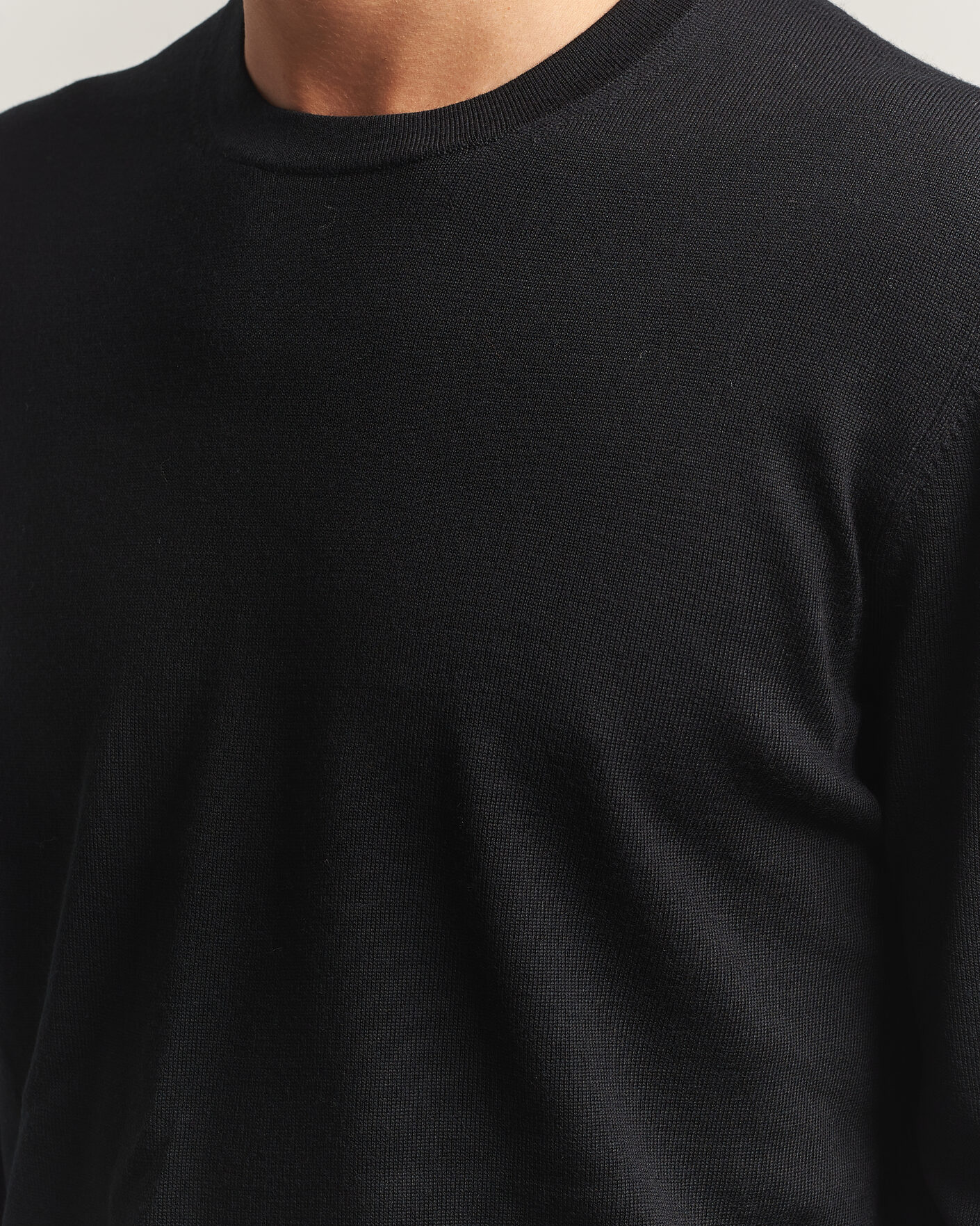Herre | Trøjer | Charles Tyrwhitt | Pure Merino Crew Neck Jumper Black
