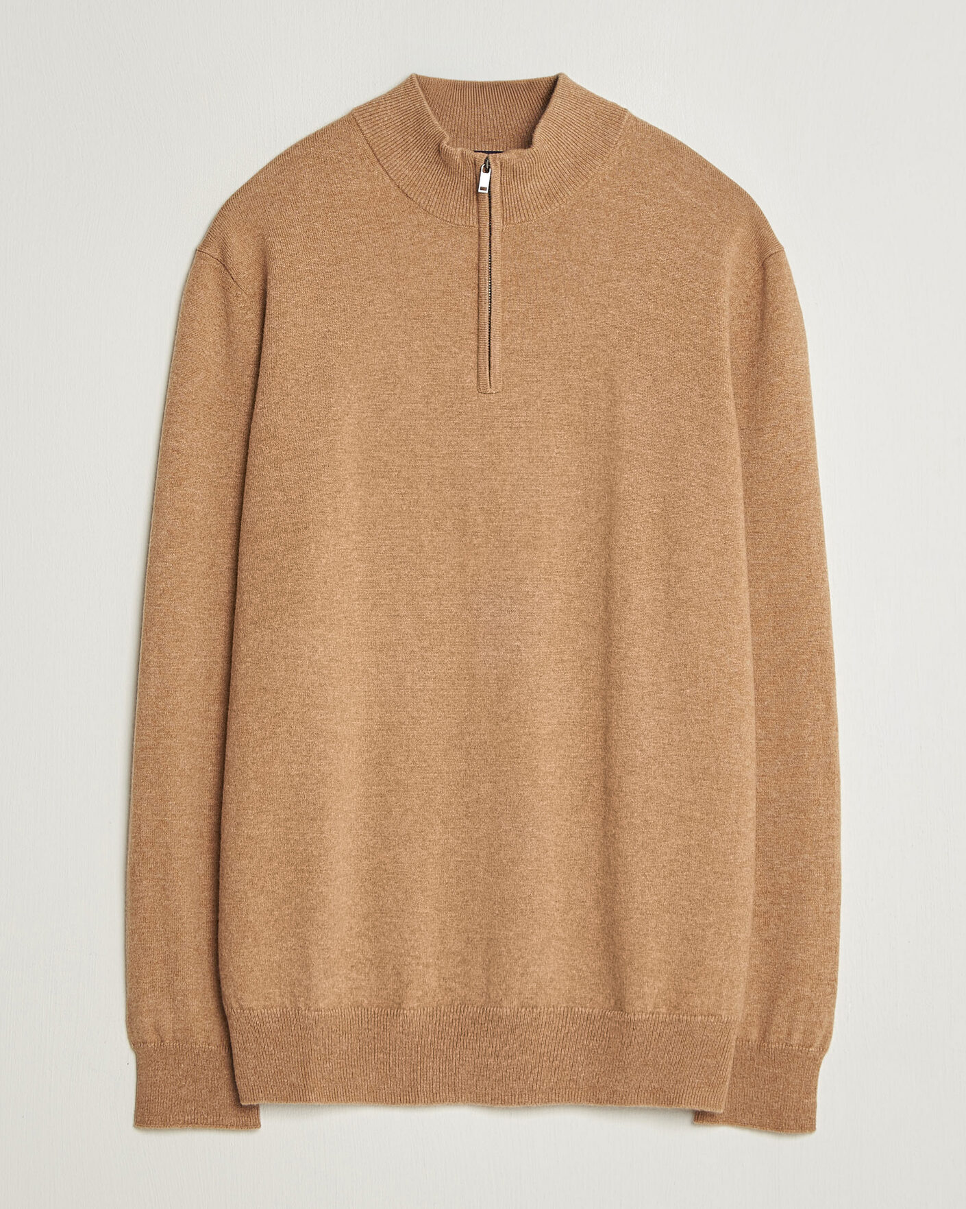 Herre | Trøjer | Charles Tyrwhitt | Pure Cashmere Zip Neck Jumper Tan