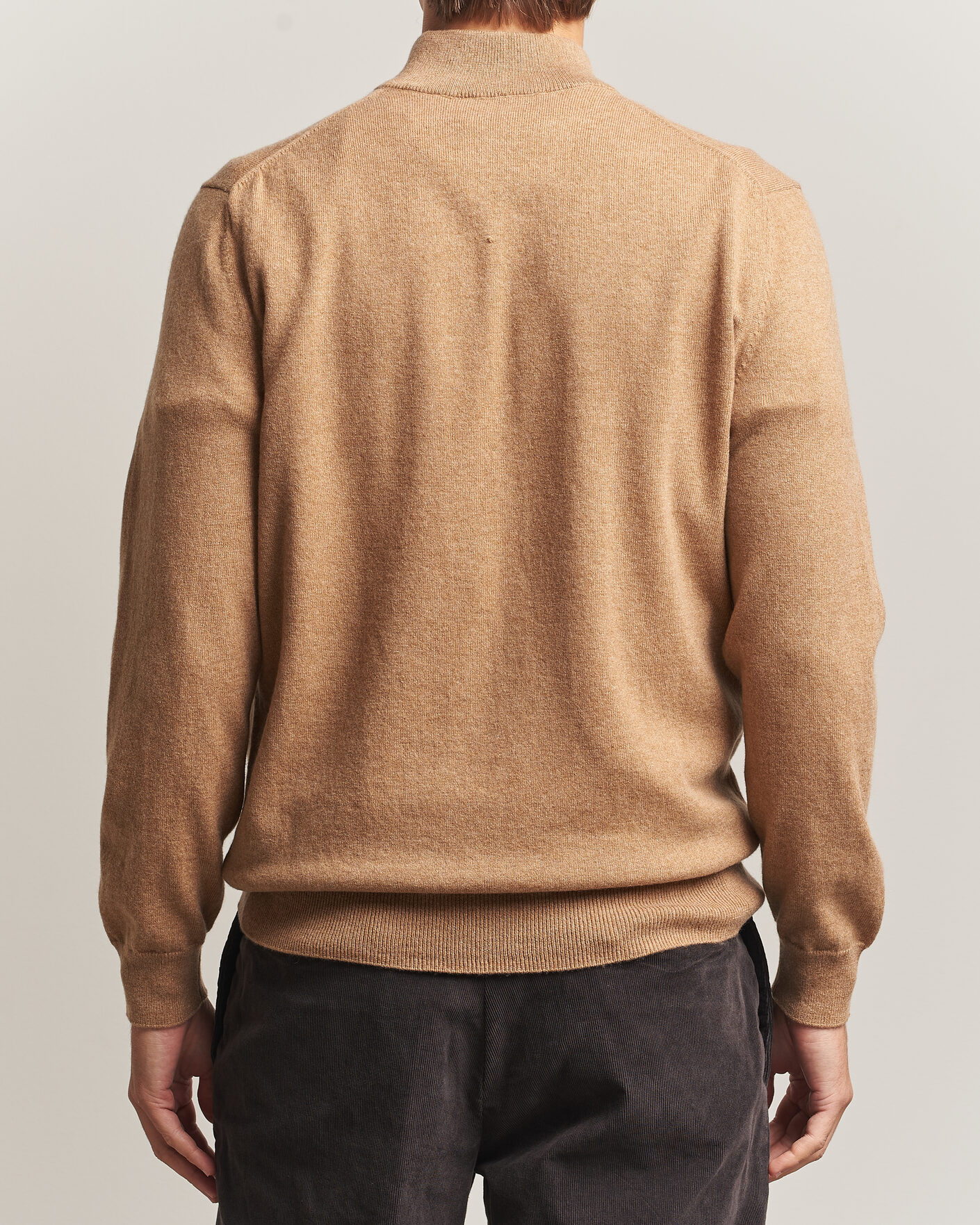 Herre | Trøjer | Charles Tyrwhitt | Pure Cashmere Zip Neck Jumper Tan