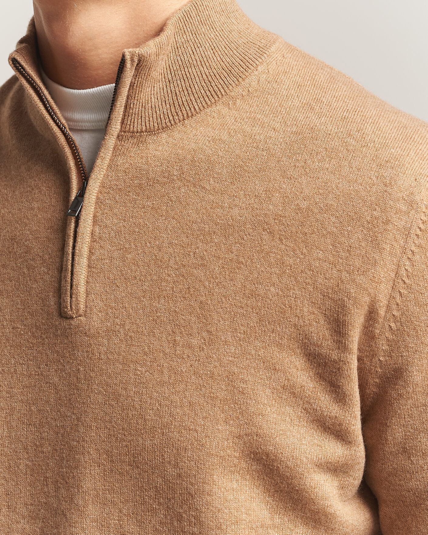 Herre | Trøjer | Charles Tyrwhitt | Pure Cashmere Zip Neck Jumper Tan