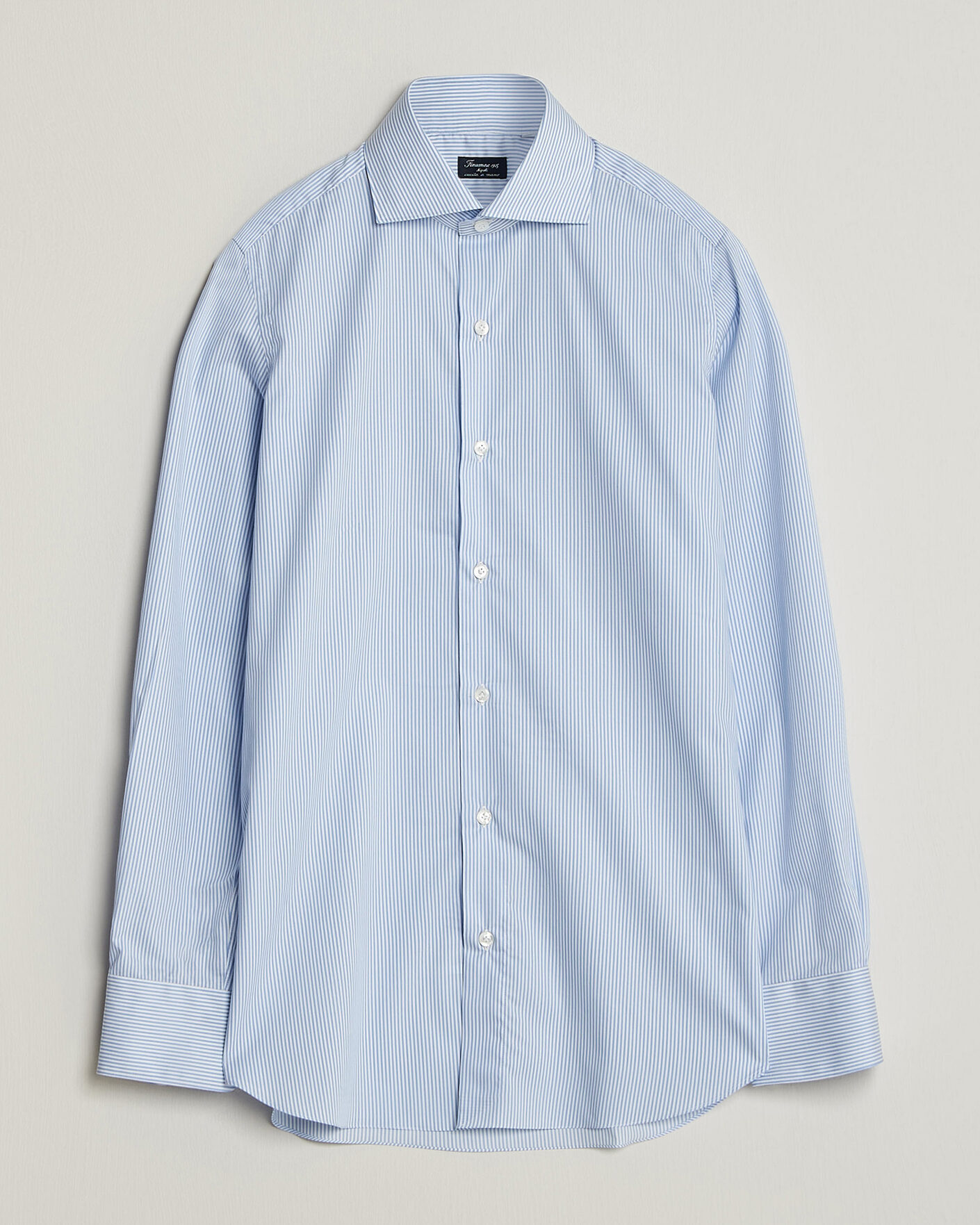 Herre | Skjorter | Finamore Napoli | Milano Slim Traveller Cotton Shirt Blue Stripe