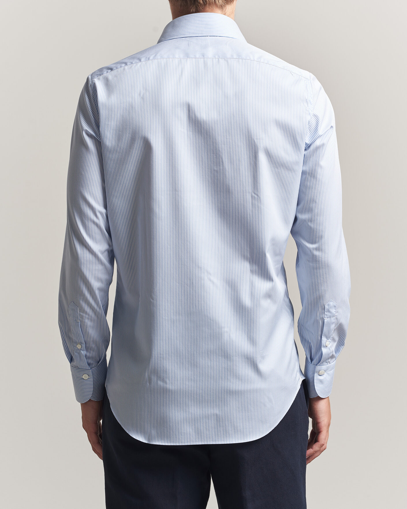 Herre | Skjorter | Finamore Napoli | Milano Slim Traveller Cotton Shirt Blue Stripe