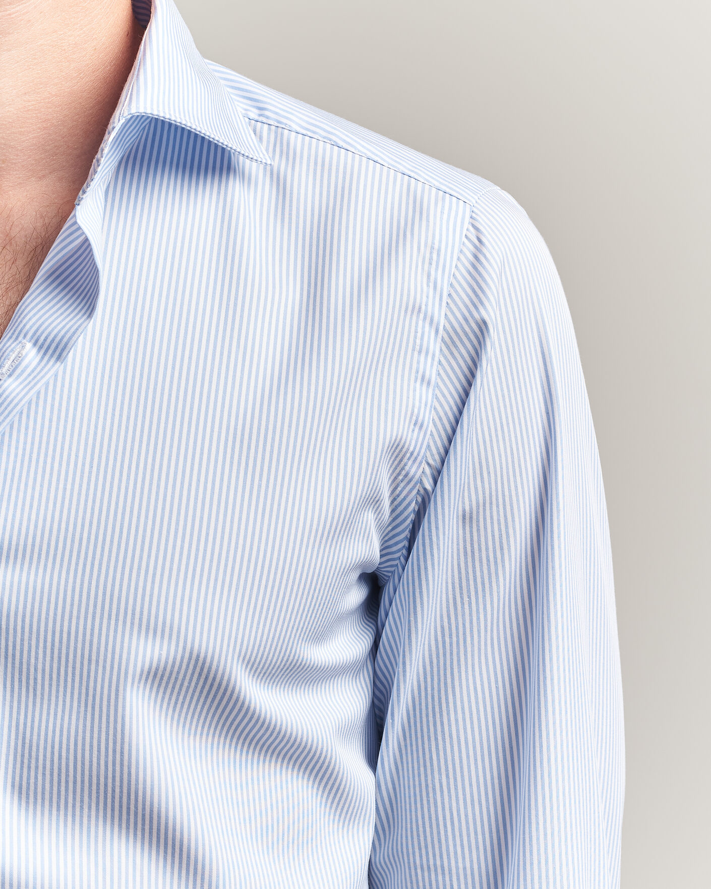 Herre | Skjorter | Finamore Napoli | Milano Slim Traveller Cotton Shirt Blue Stripe