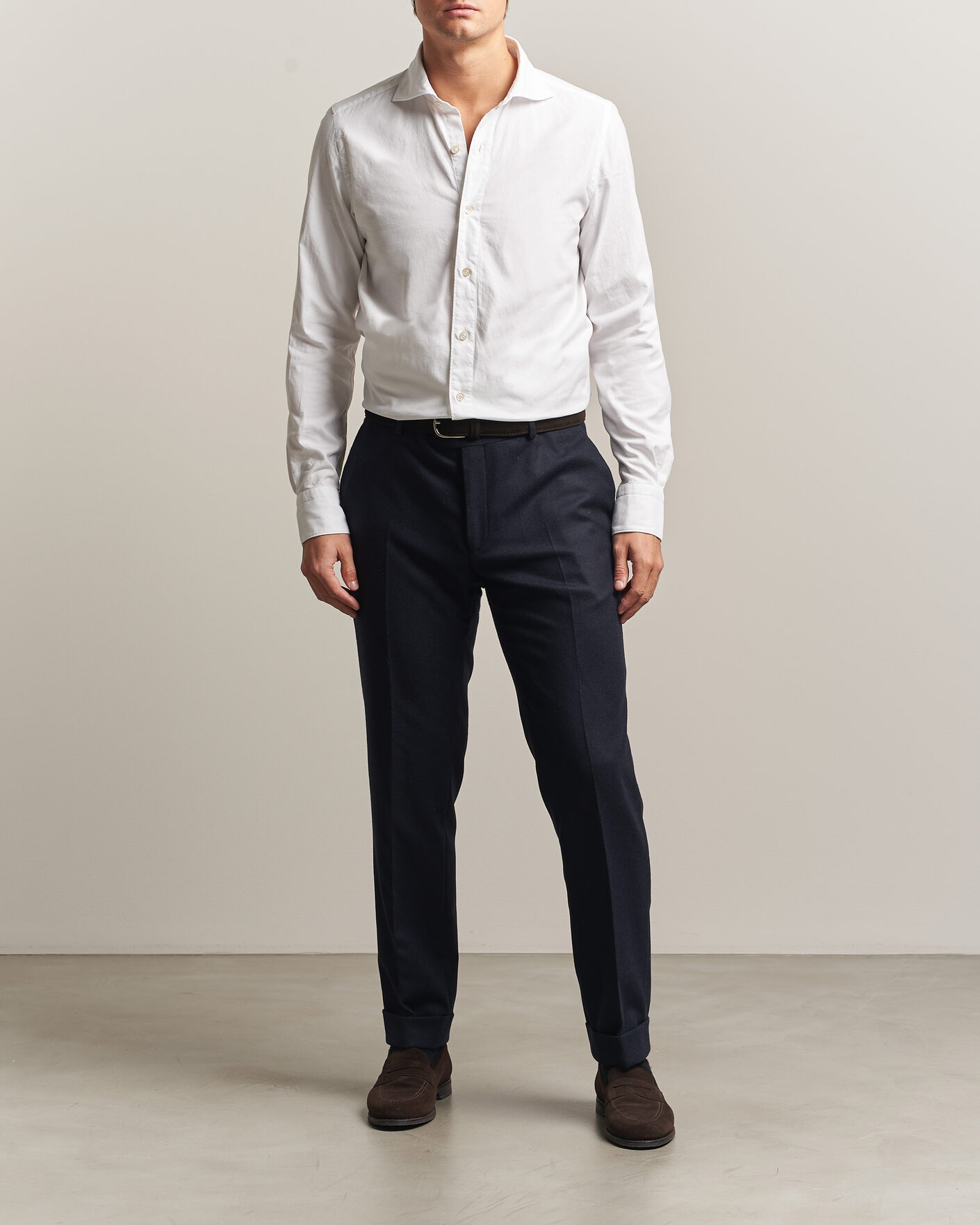 Herre | Skjorter | Finamore Napoli | Gaeta Flannel Sport Shirt White