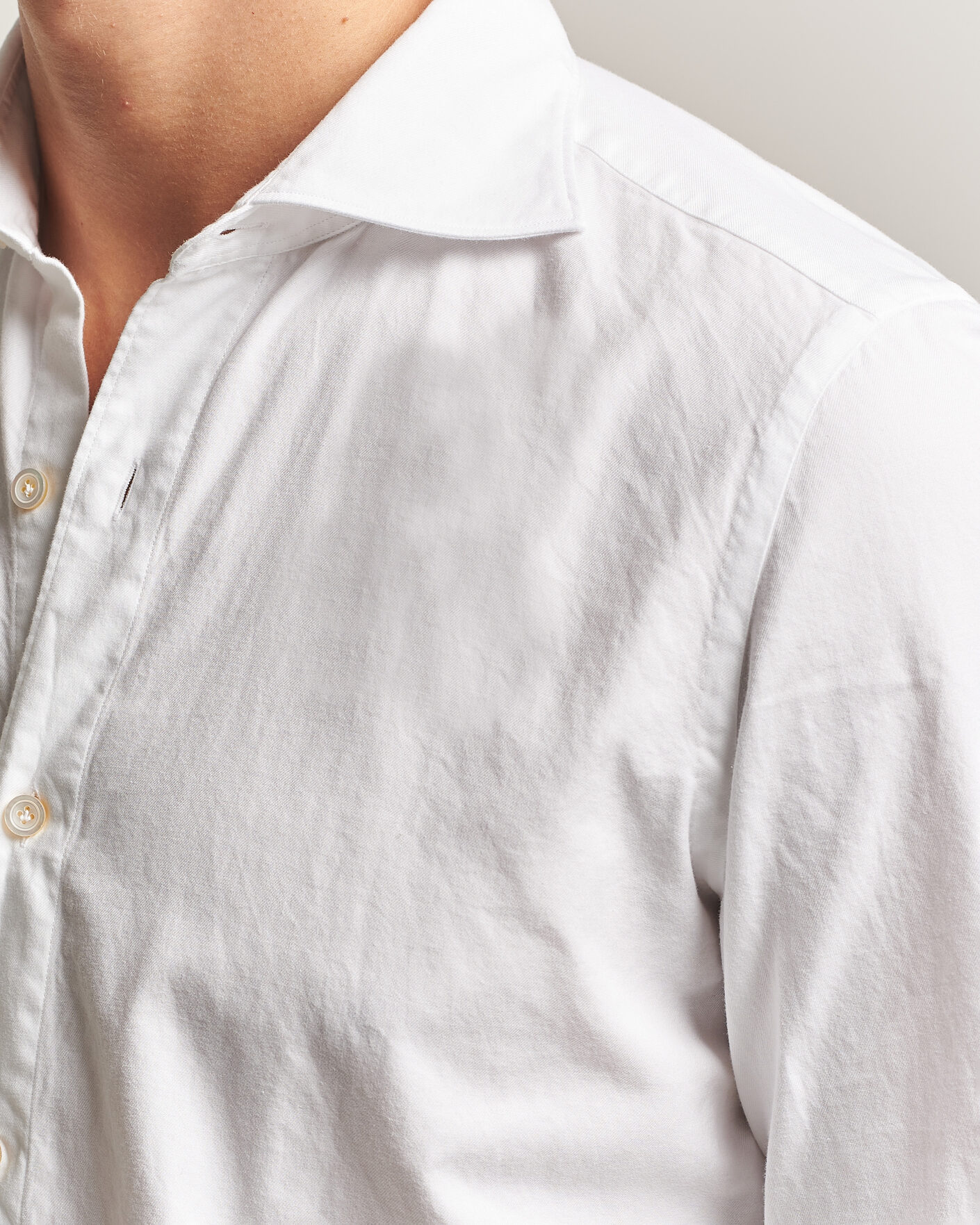 Herre | Skjorter | Finamore Napoli | Gaeta Flannel Sport Shirt White