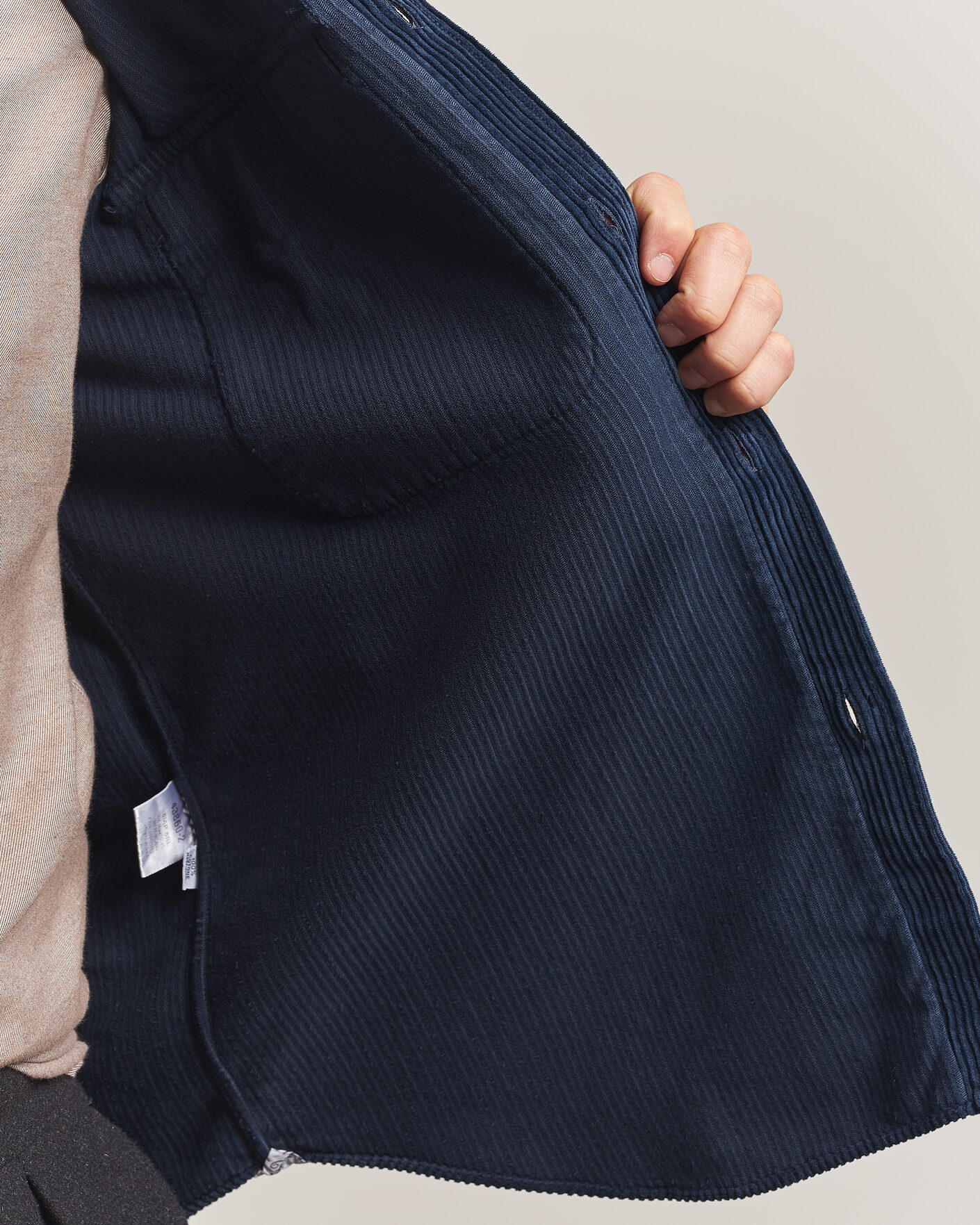 Herre | Skjorter | Finamore Napoli | Garment Dyed Corduroy Overshirt Navy