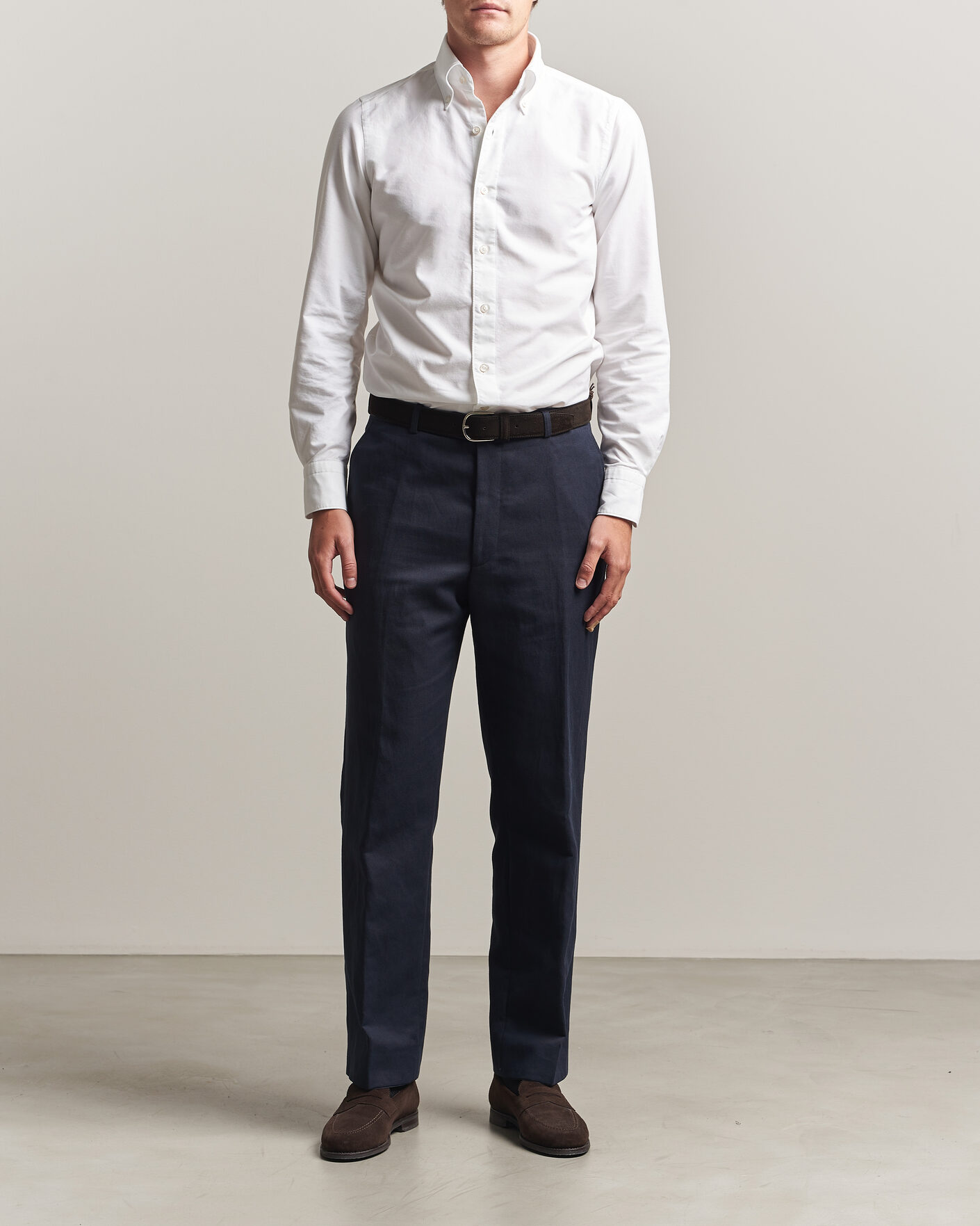 Herre | Skjorter | Finamore Napoli | Gaeta Oxford Button Down Shirt White