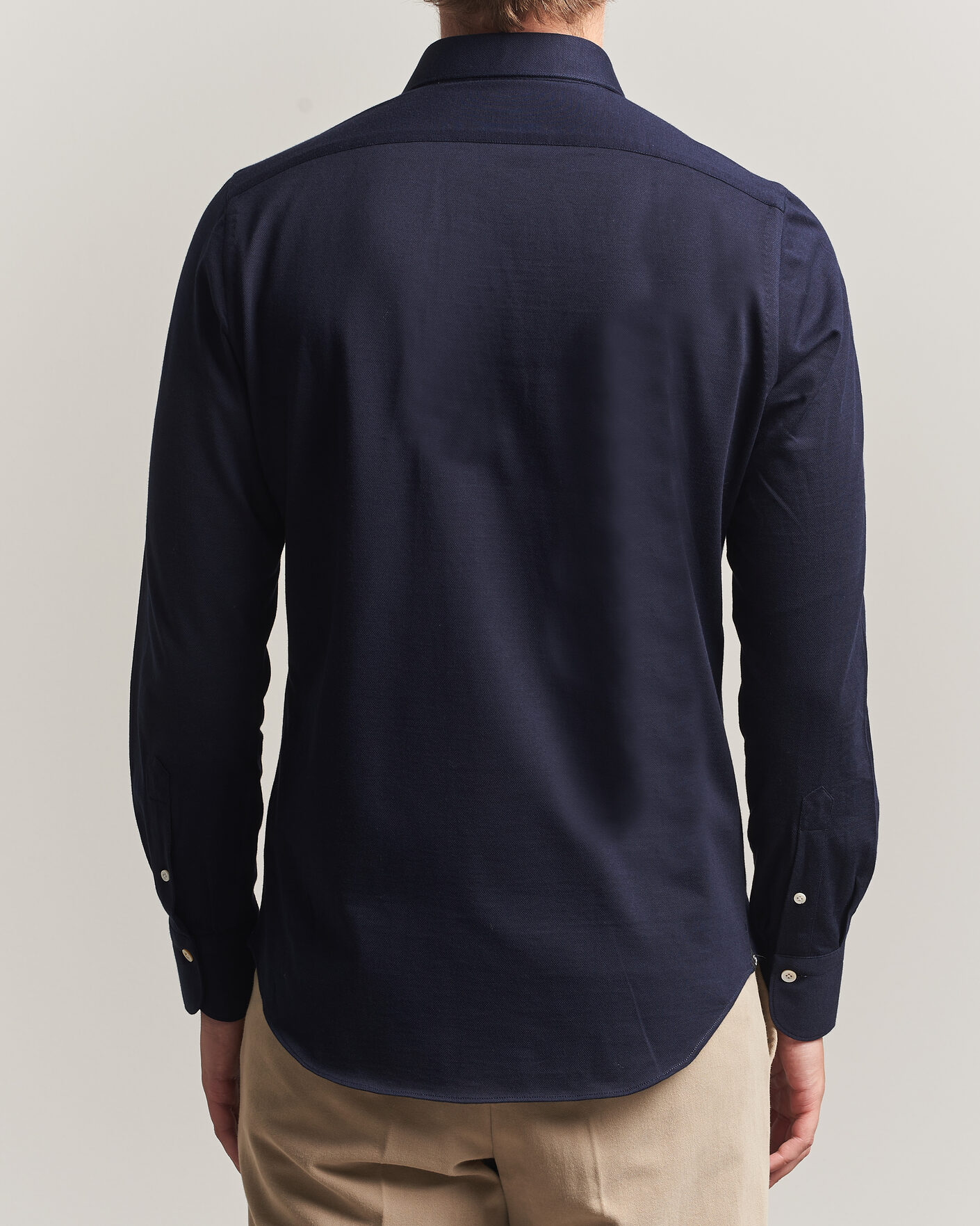 Herre | Skjorter | Finamore Napoli | Cotton/Cashmere Jersey Shirt Navy