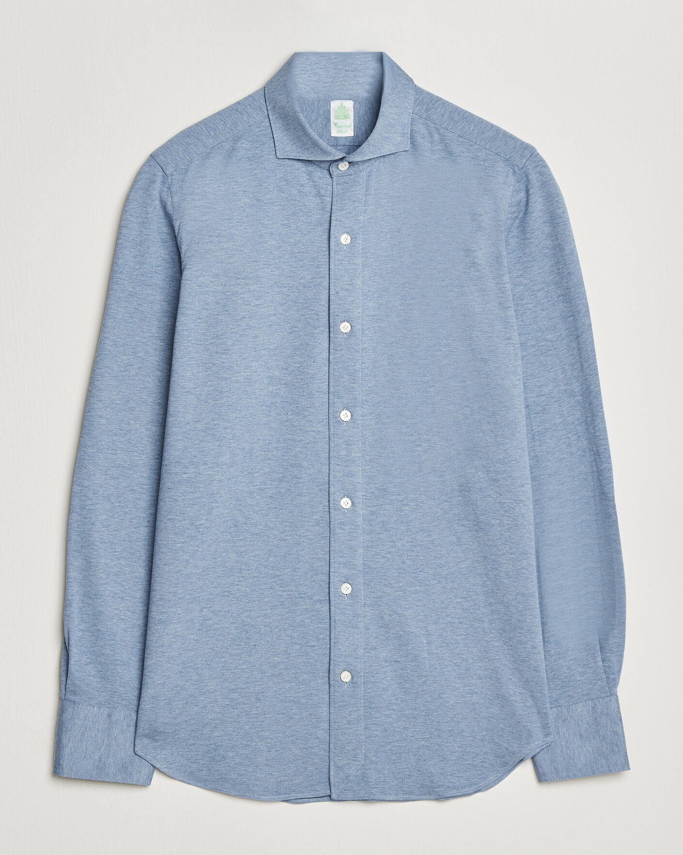 Herre | Skjorter | Finamore Napoli | Cotton/Cashmere Jersey Shirt Light Blue