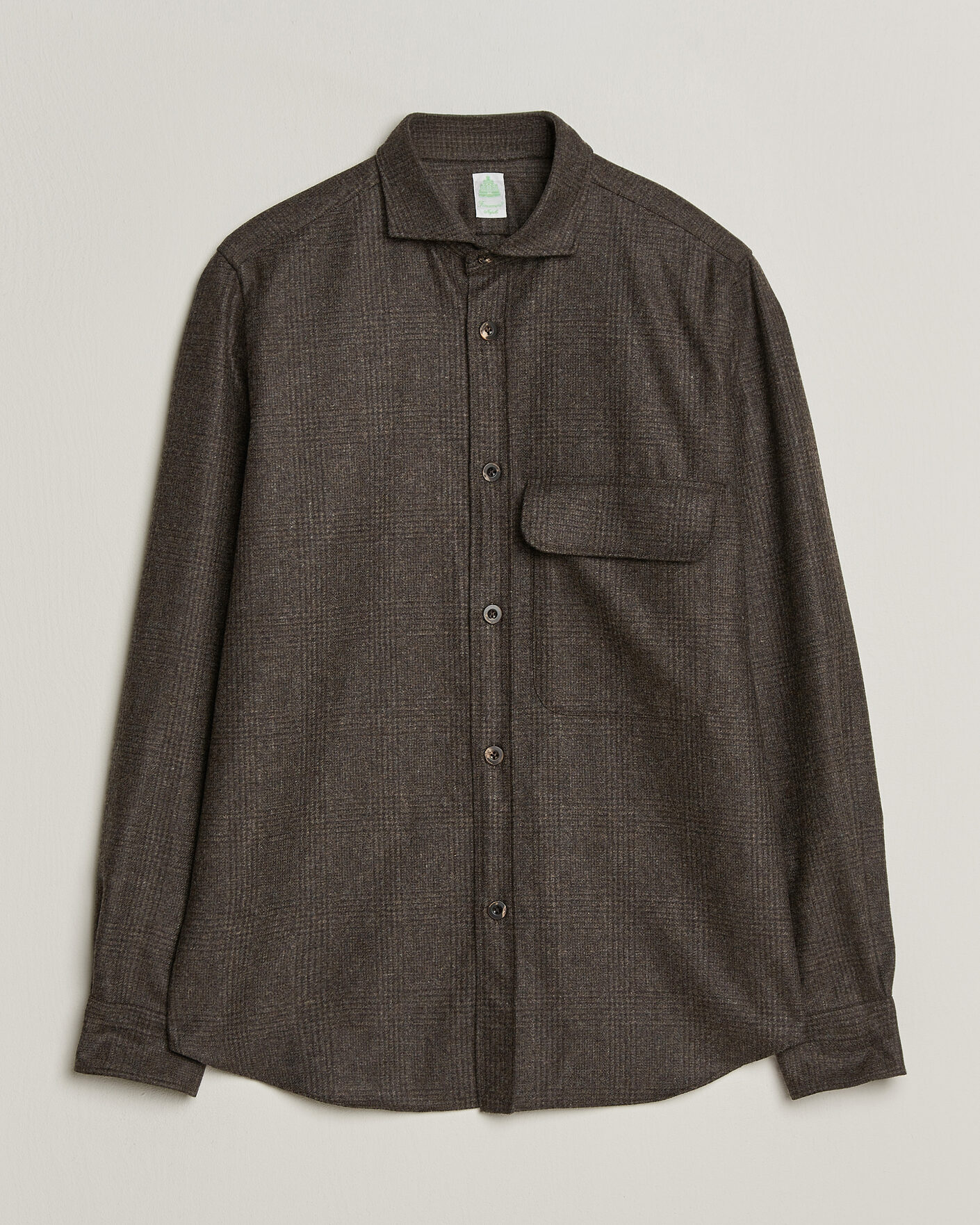 Herre | Skjorter | Finamore Napoli | Wool Houndstooth Overshirt Dark Brown