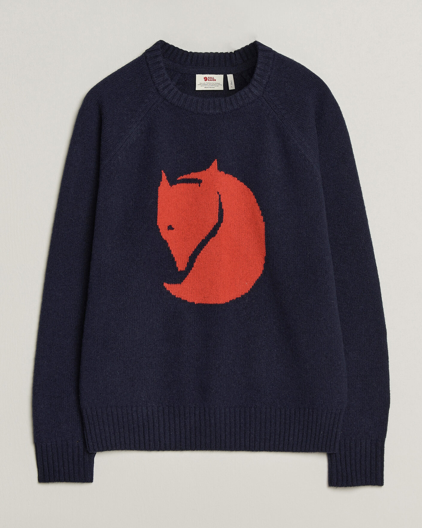 Herre | Trøjer | Fjällräven | Logo Knit Wool Sweater Dark Navy
