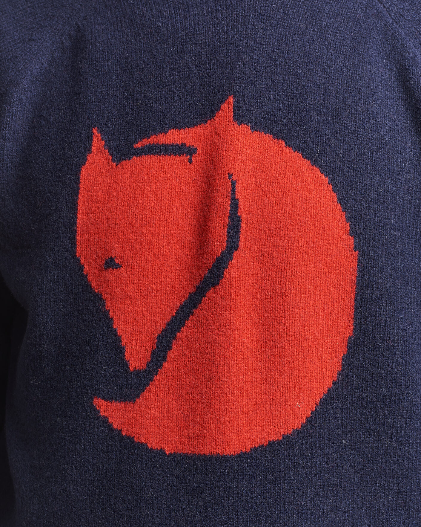 Herre | Trøjer | Fjällräven | Logo Knit Wool Sweater Dark Navy