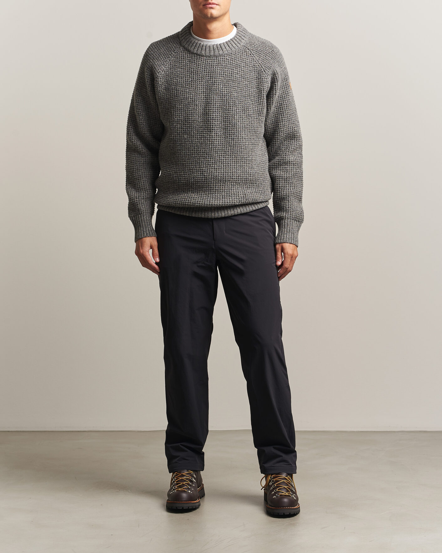 Herre | Trøjer | Fjällräven | Övik Wool Waffle Knit Grey Melange