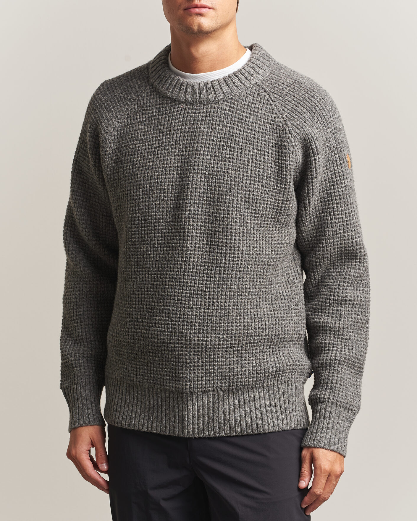 Herre | Trøjer | Fjällräven | Övik Wool Waffle Knit Grey Melange