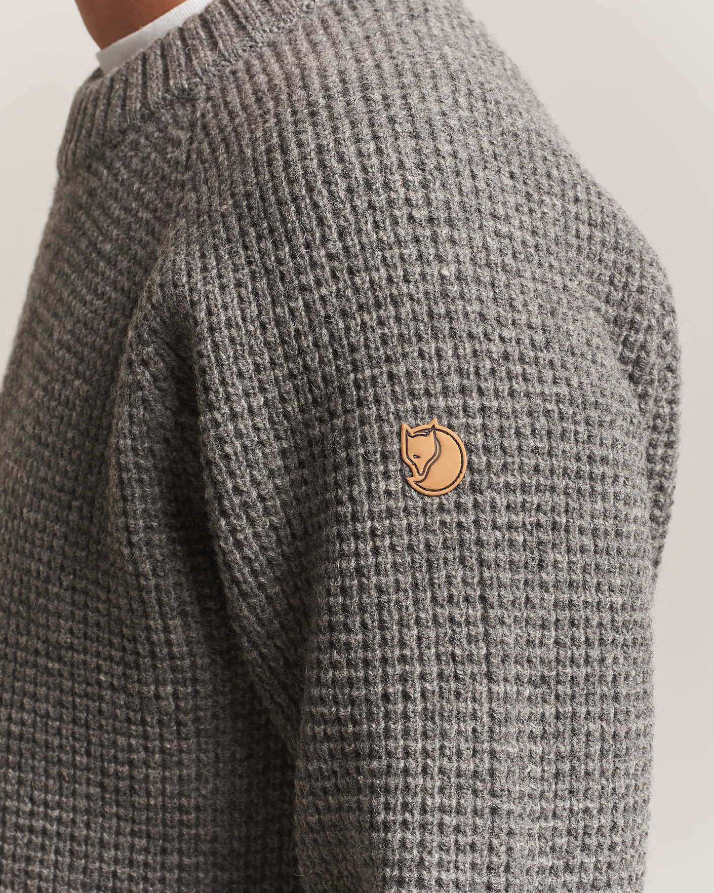 Herre | Trøjer | Fjällräven | Övik Wool Waffle Knit Grey Melange