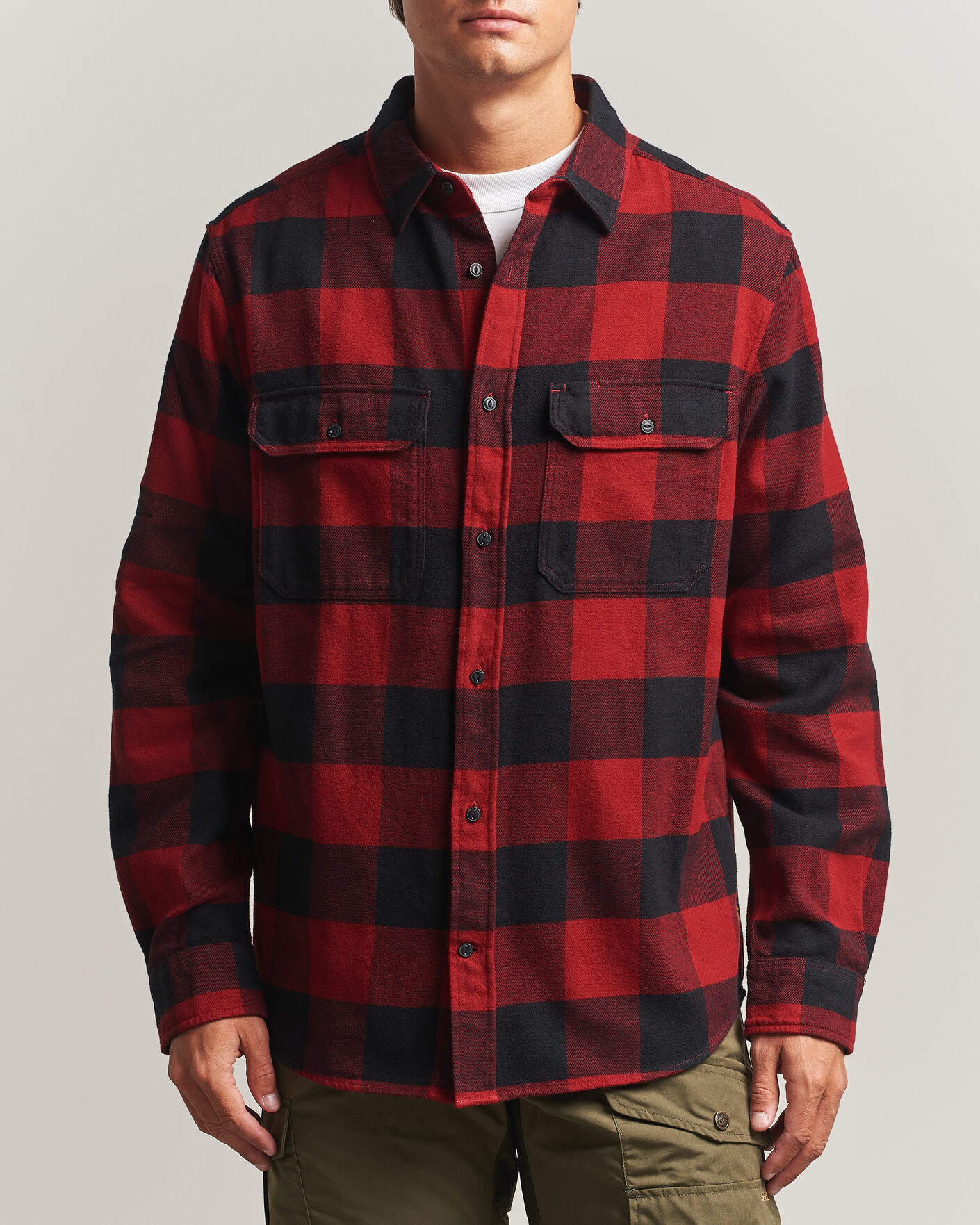 Herre | Skjorter | Fjällräven | Övik Heavy Flannel Shirt Red/Black
