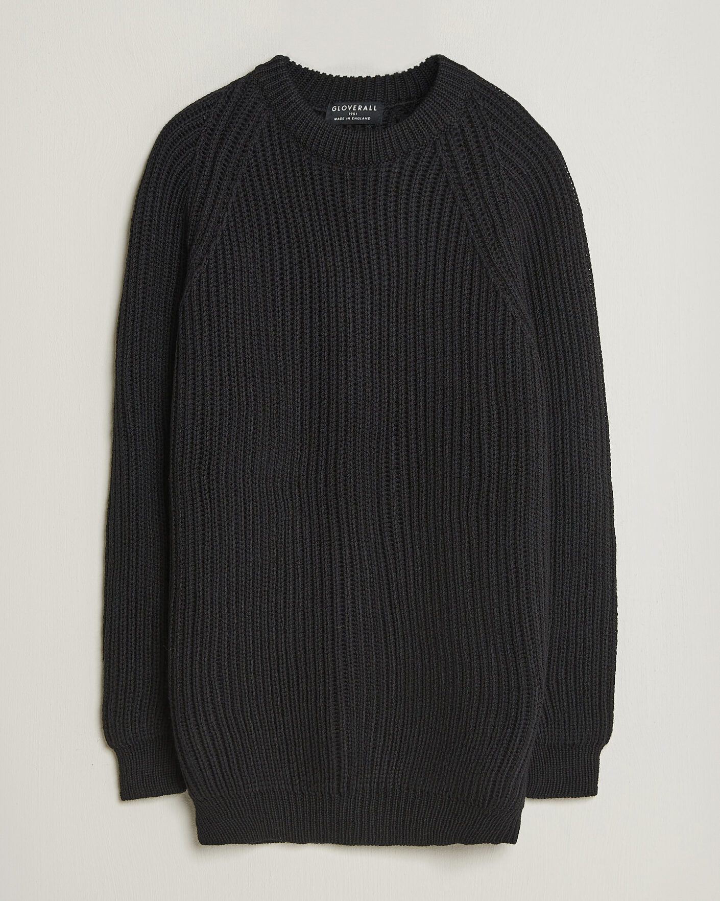 Herre | Trøjer | Gloverall | Fisherman Rib Chunky Wool Crew Neck Black