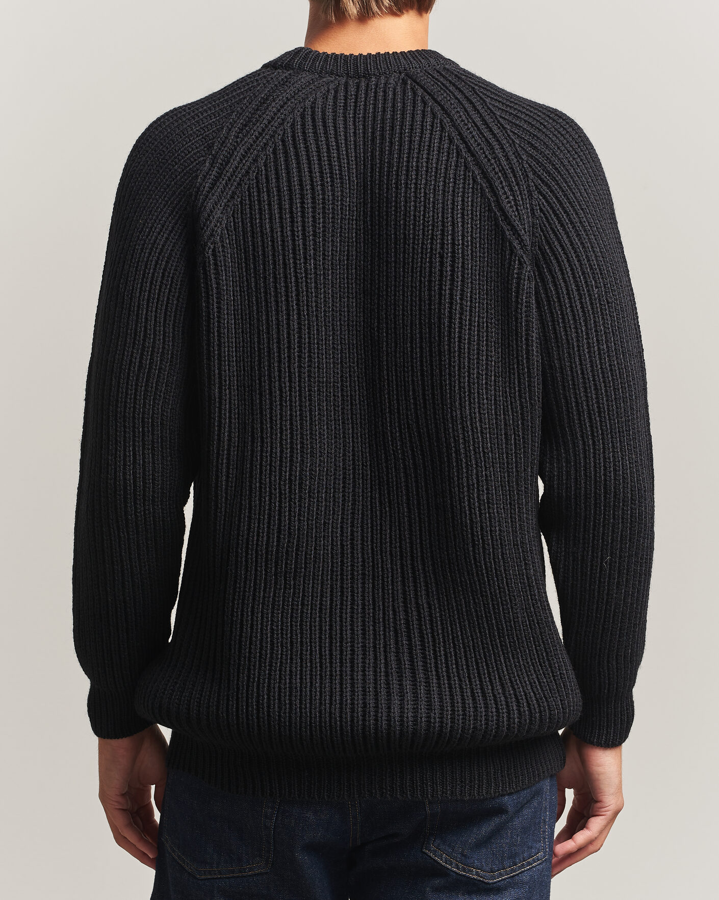 Herre | Trøjer | Gloverall | Fisherman Rib Chunky Wool Crew Neck Black