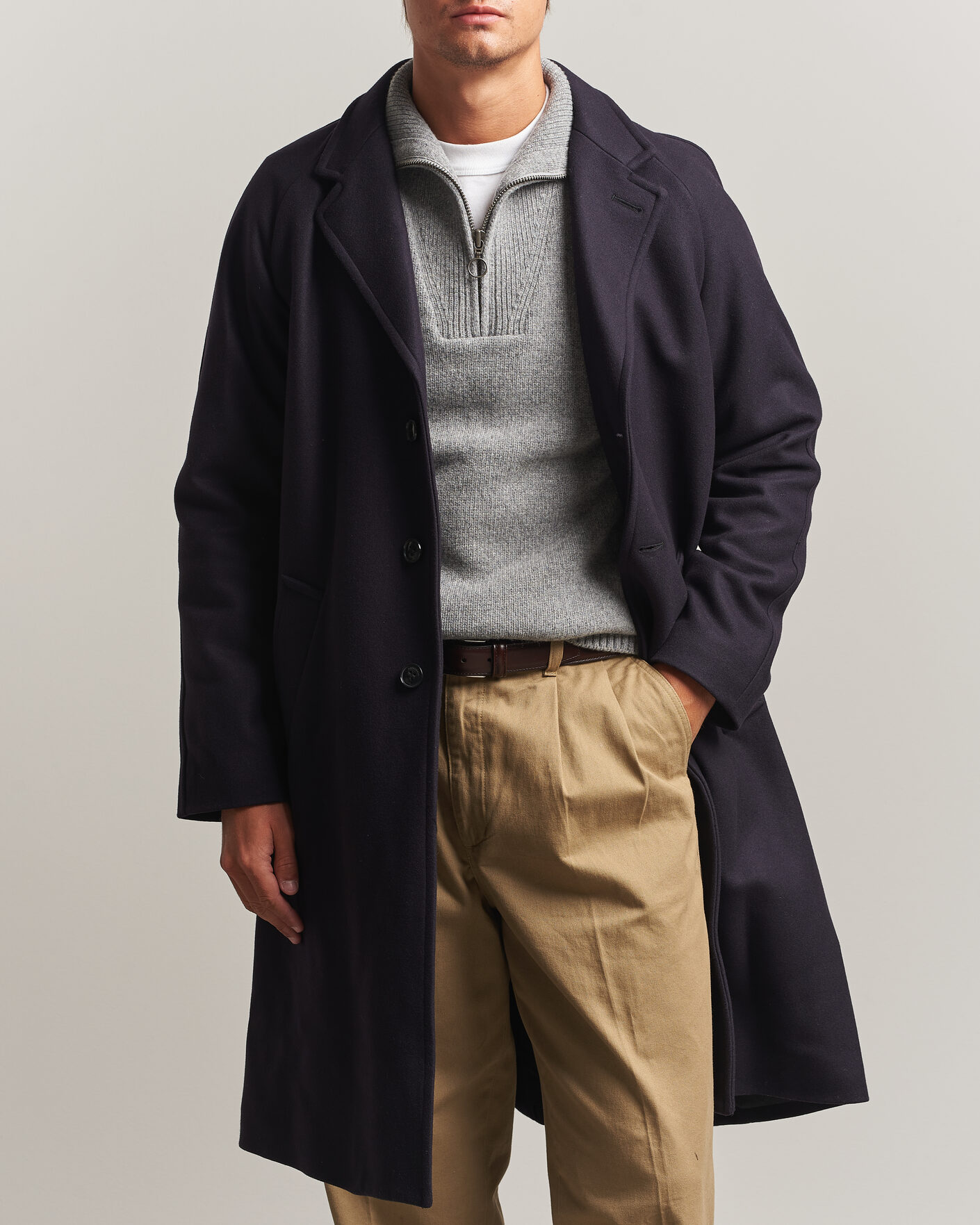 Herre | Jakker | Gloverall | Chesterfield Wool/Cashmere Refined Coat Navy
