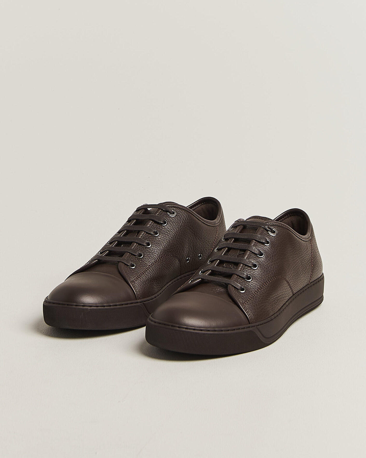 Herre | Sneakers | Lanvin | DBB1 Grain Leather Cap Toe Sneaker Brown
