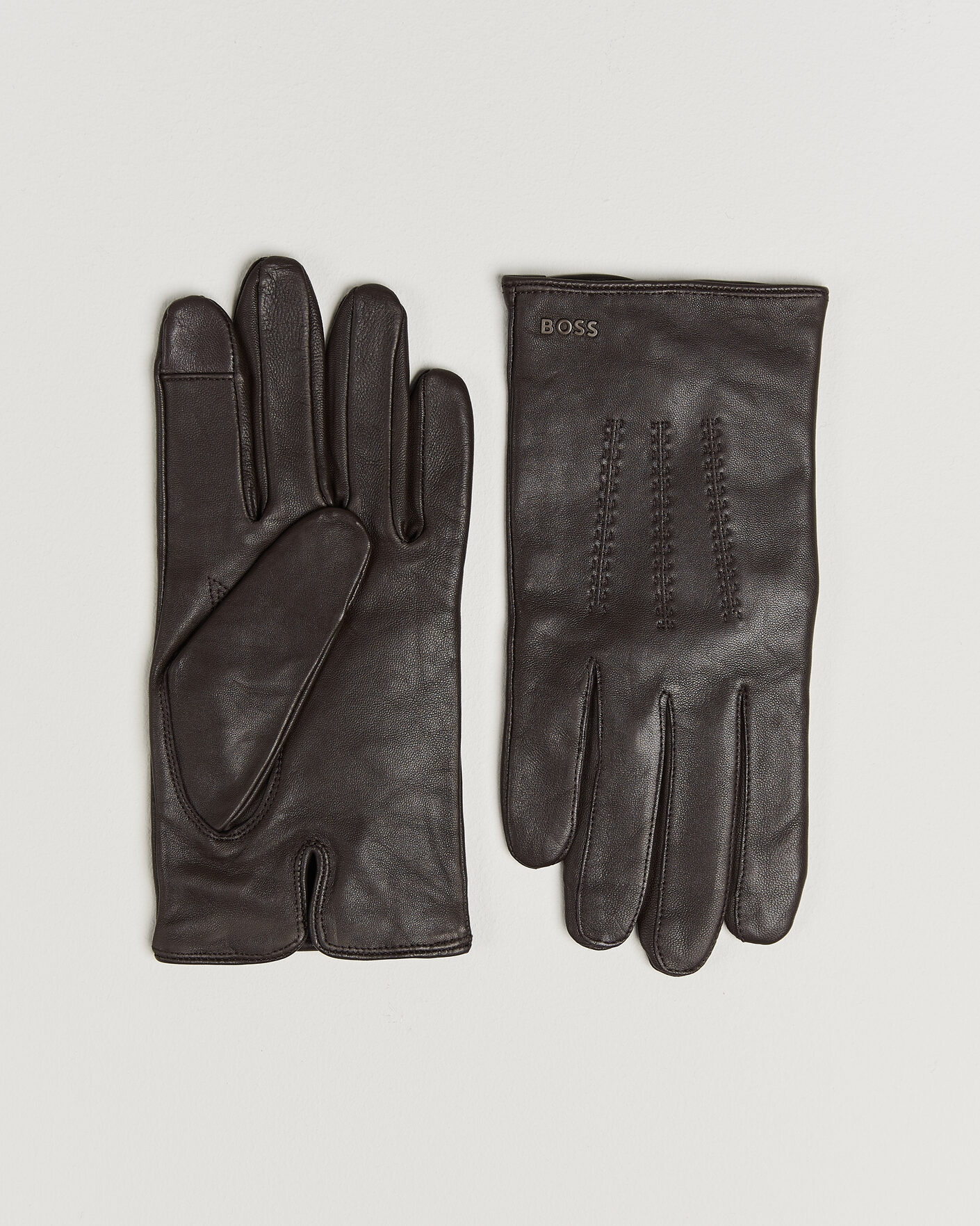 Herre | Handsker | BOSS BLACK | Hainz Leather Glove Dark Brown