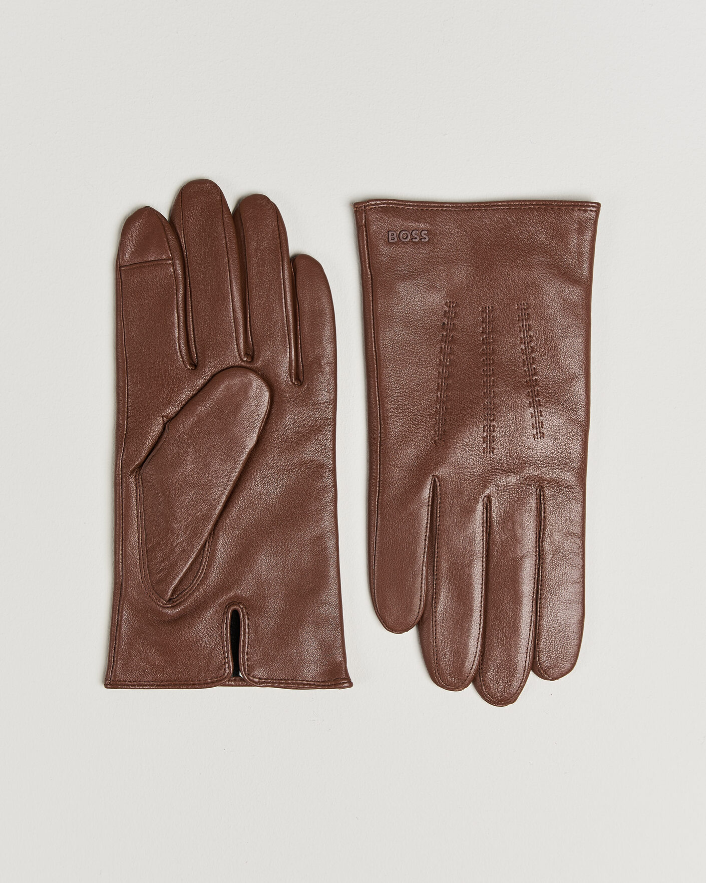 Herre | Handsker | BOSS BLACK | Hainz Leather Glove Medium Brown