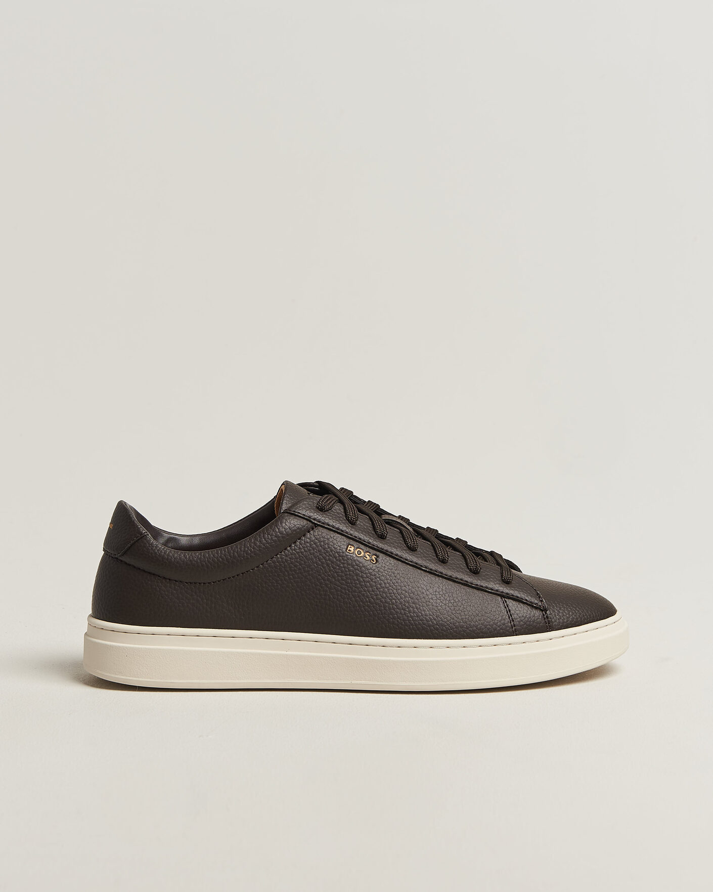 Herre | Sneakers | BOSS BLACK | Kieran Grained Leather Sneaker Dark Brown