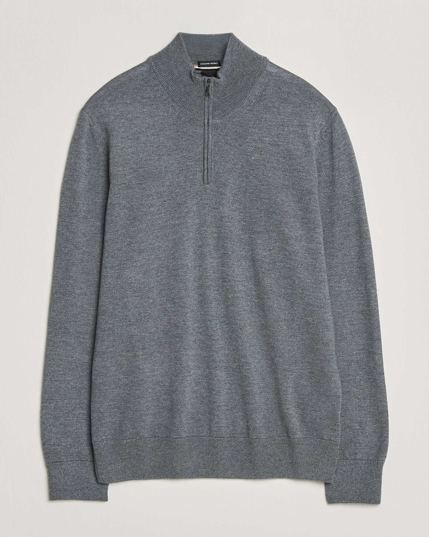 Herre | Trøjer | BOSS BLACK | Ebenji Merino Knitted Half Zip Medium Grey