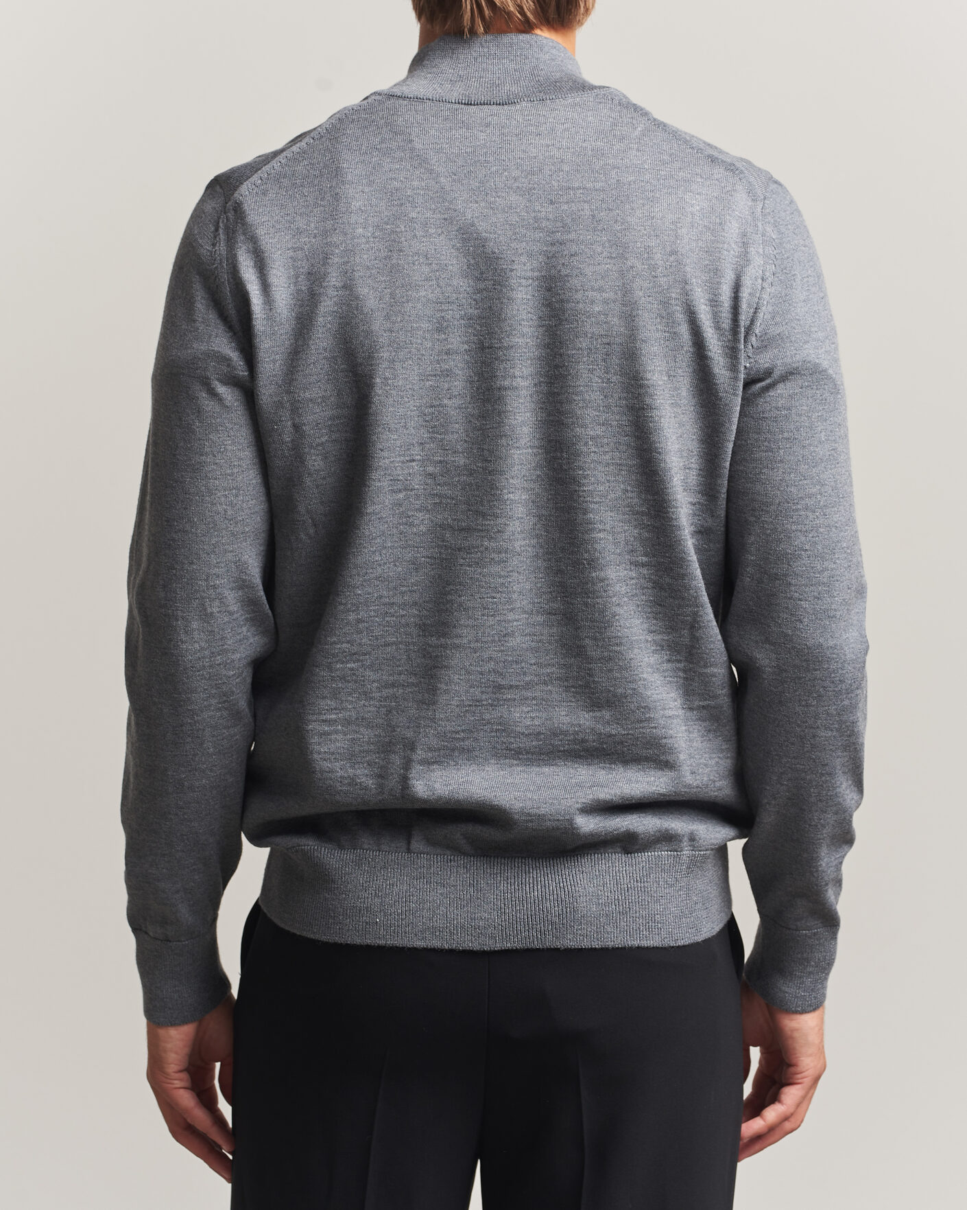 Herre | Trøjer | BOSS BLACK | Ebenji Merino Knitted Half Zip Medium Grey