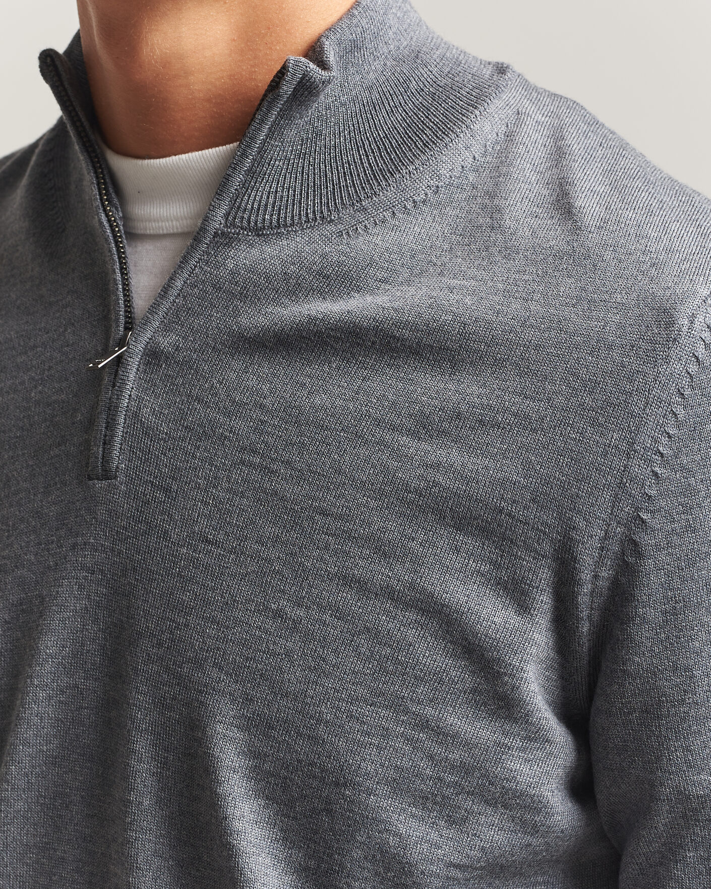 Herre | Trøjer | BOSS BLACK | Ebenji Merino Knitted Half Zip Medium Grey