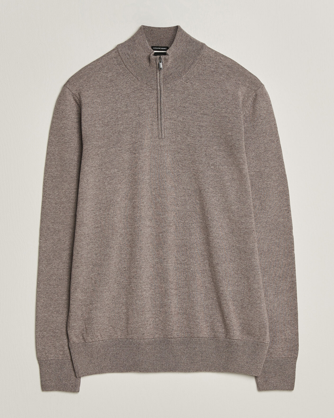 Herre | Trøjer | BOSS BLACK | Ebenji Merino Knitted Half Zip Open Brown