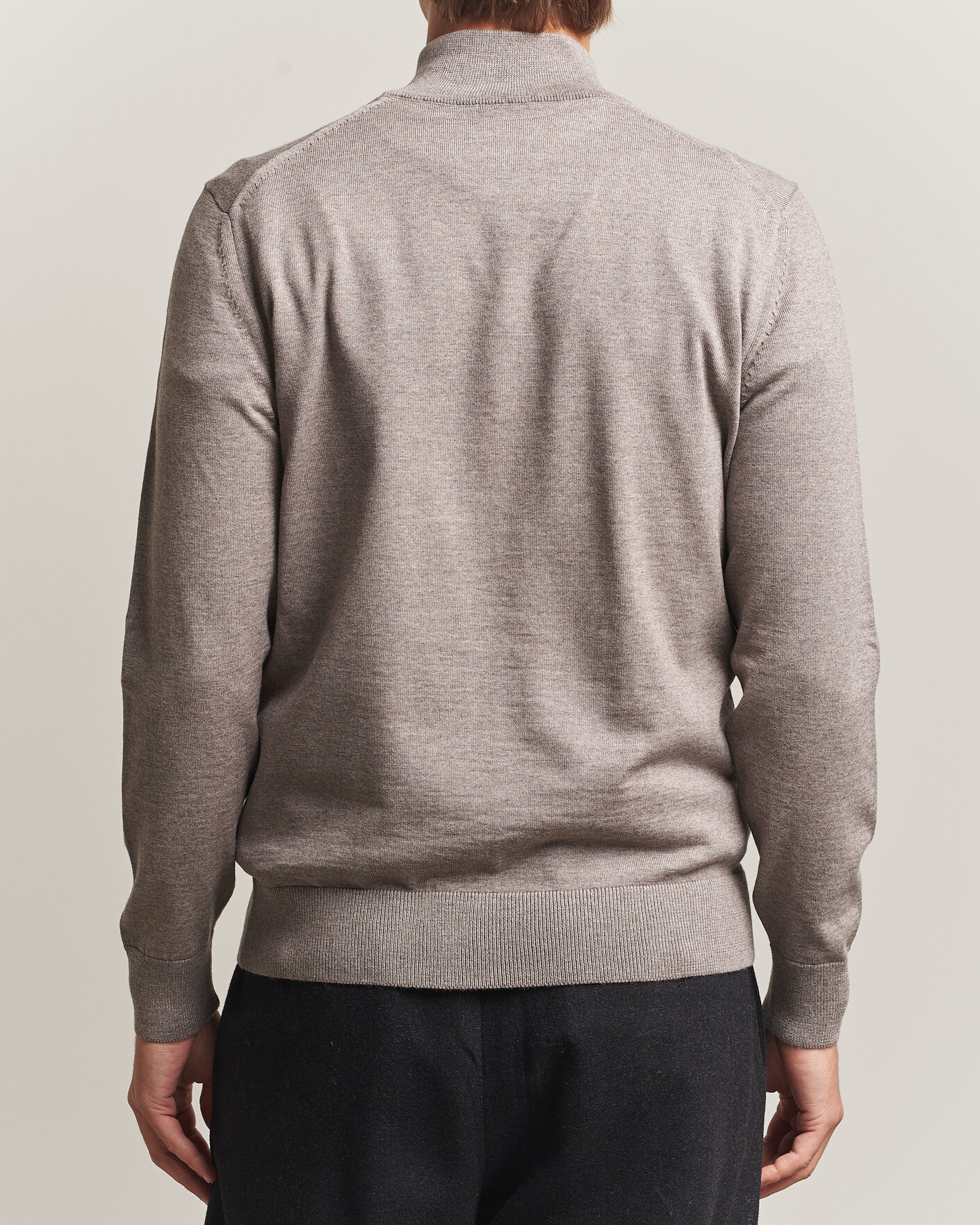 Herre | Trøjer | BOSS BLACK | Ebenji Merino Knitted Half Zip Open Brown