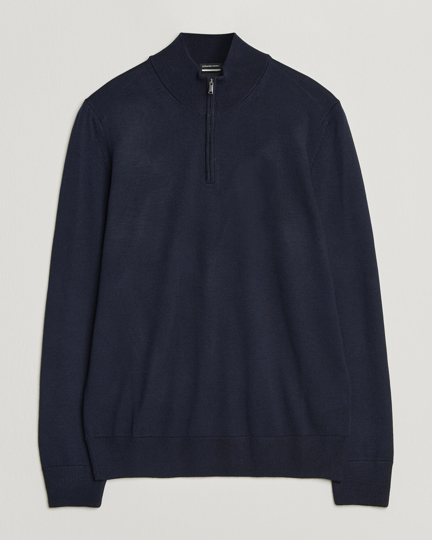 Herre | Trøjer | BOSS BLACK | Ebenji Merino Knitted Half Zip Dark Blue