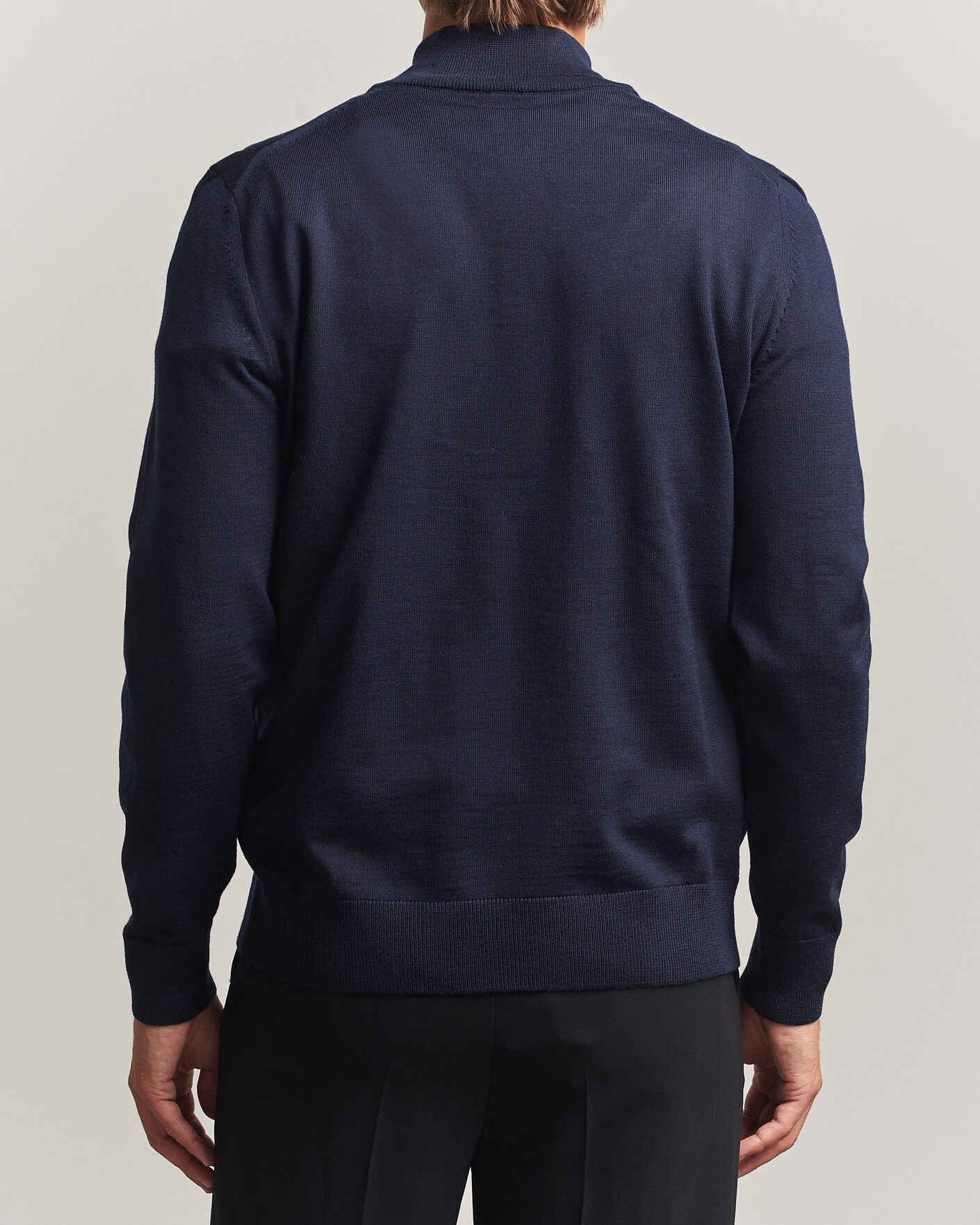 Herre | Trøjer | BOSS BLACK | Ebenji Merino Knitted Half Zip Dark Blue