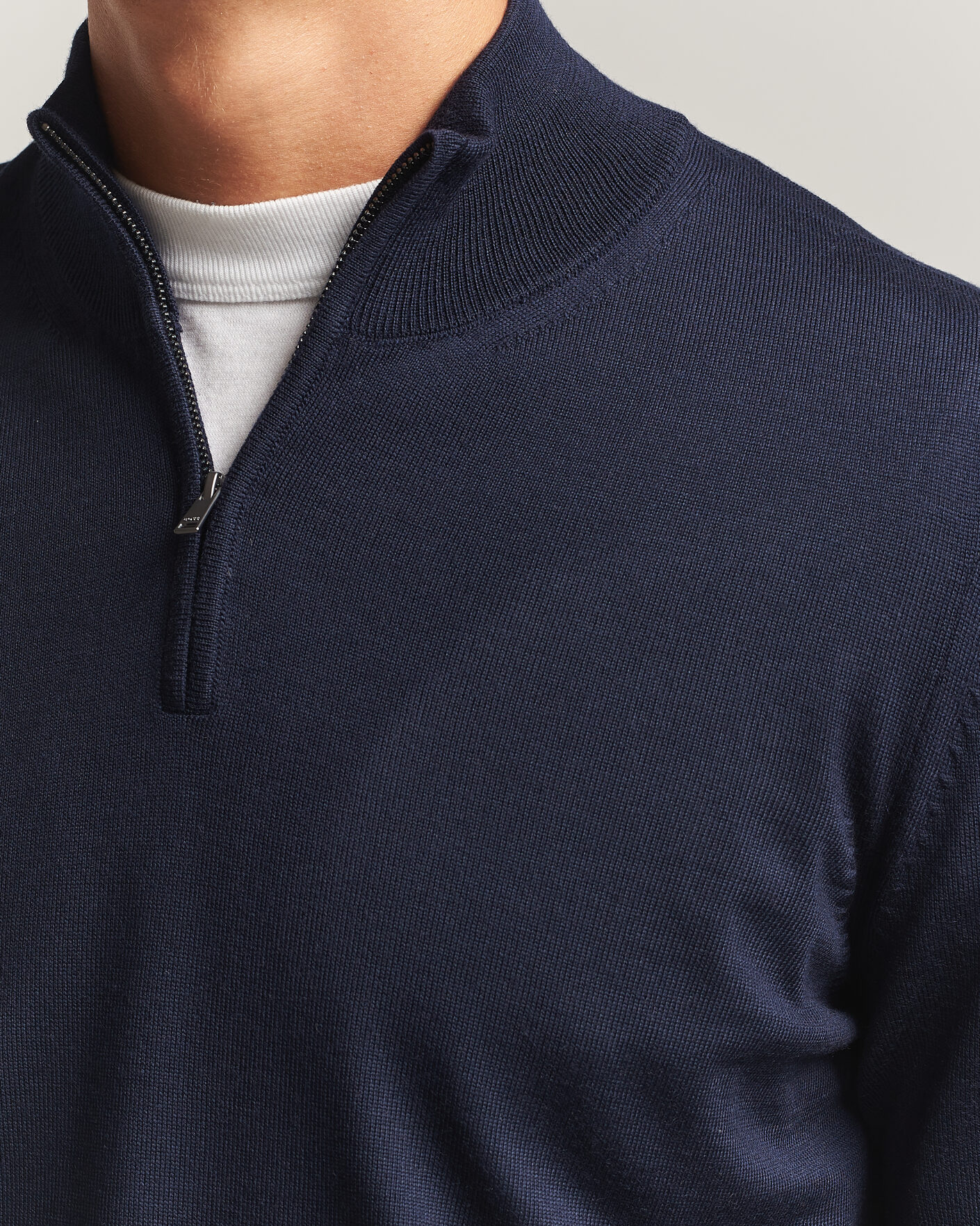 Herre | Trøjer | BOSS BLACK | Ebenji Merino Knitted Half Zip Dark Blue