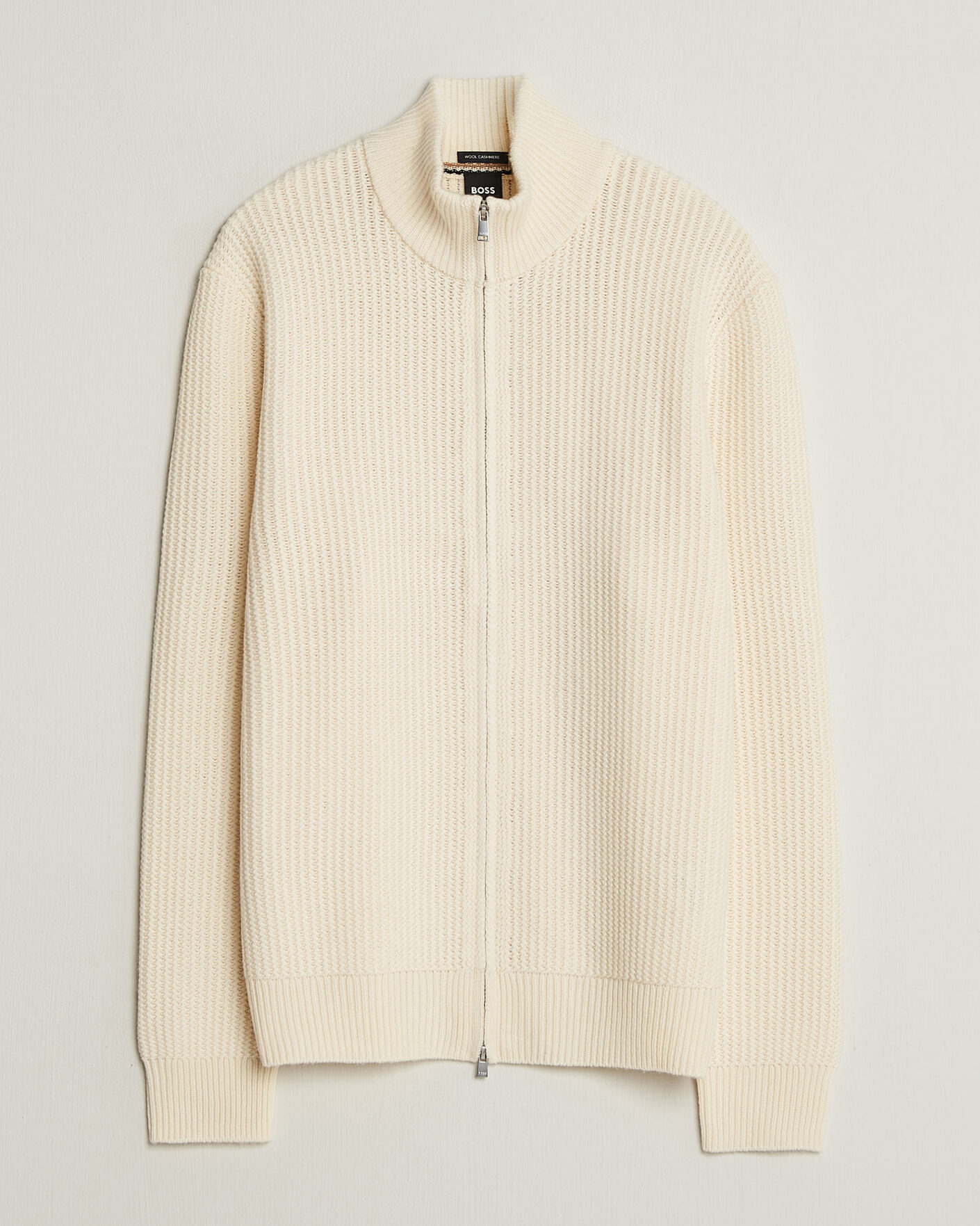 Herre | Trøjer | BOSS BLACK | Fiocco Wool/Cashmere Full Zip Open White
