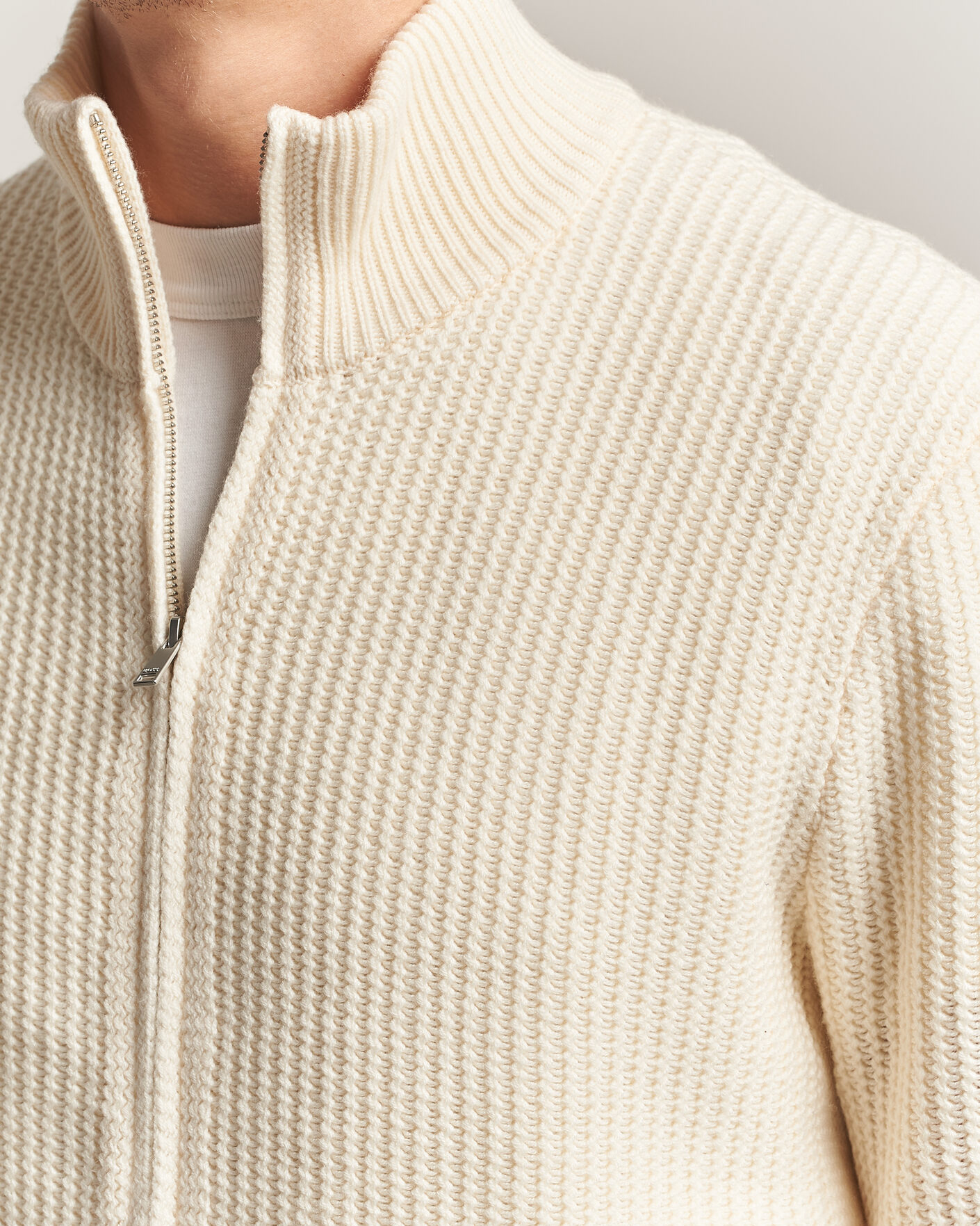 Herre | Trøjer | BOSS BLACK | Fiocco Wool/Cashmere Full Zip Open White