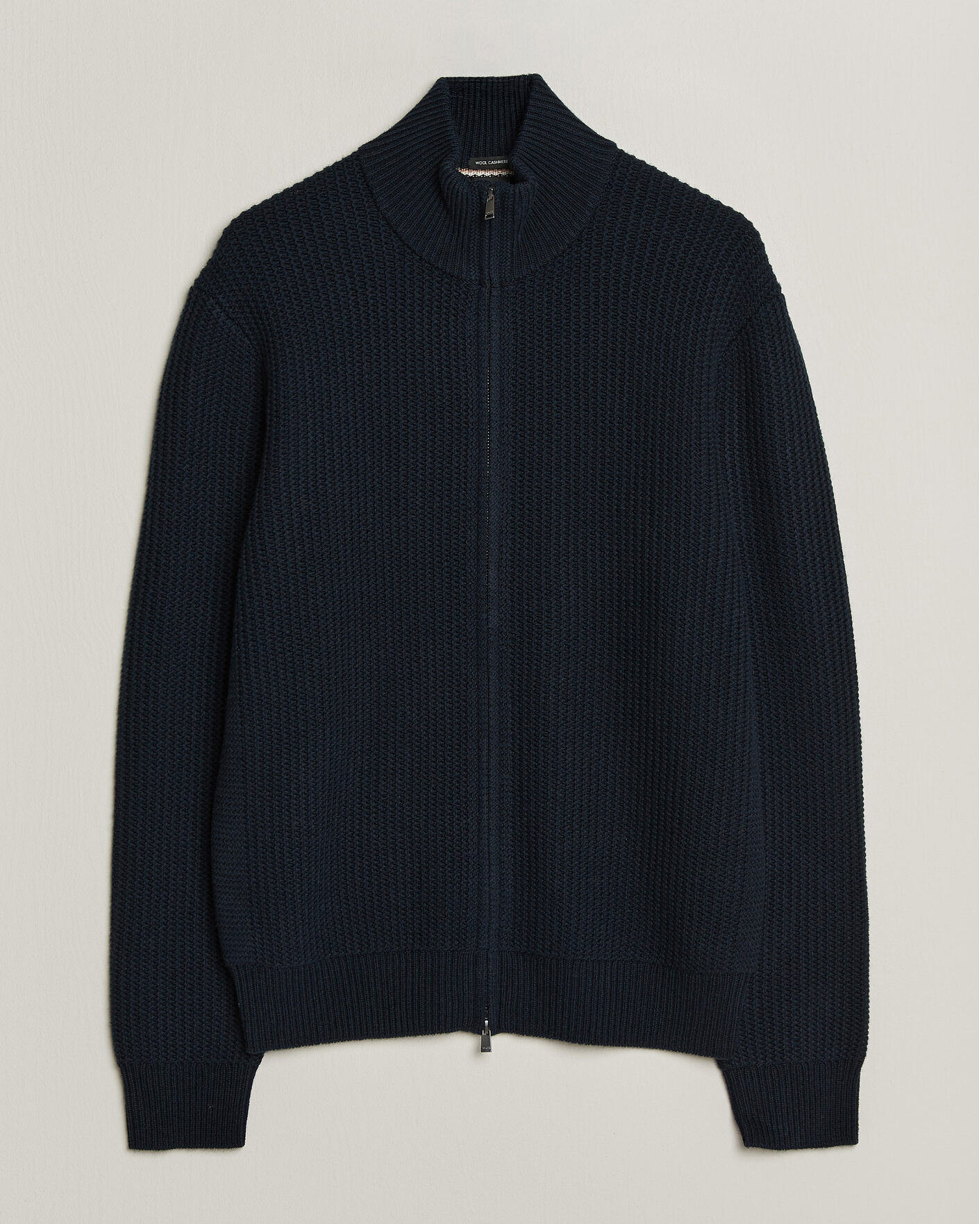 Herre | Trøjer | BOSS BLACK | Fiocco Wool/Cashmere Full Zip Dark Blue