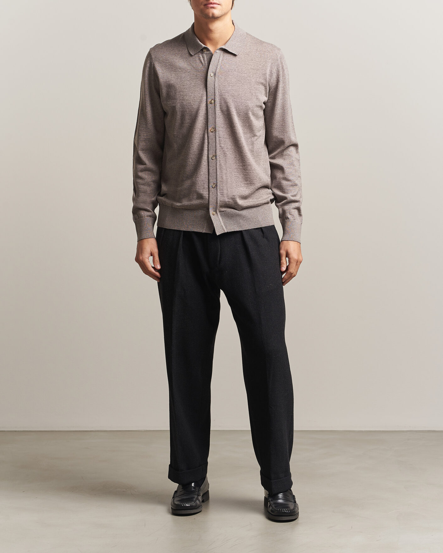 Herre | Trøjer | BOSS BLACK | Helbert Merino Knitted Cardigan Open Brown
