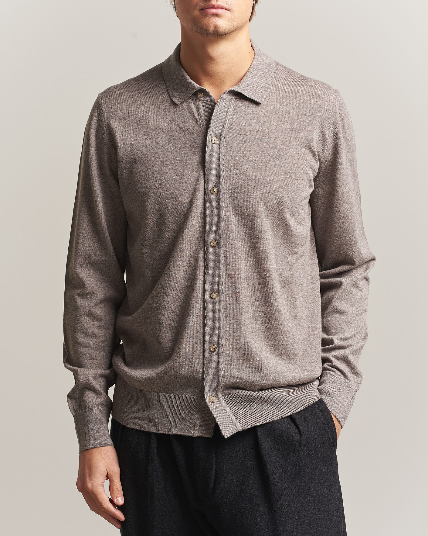 Herre | Trøjer | BOSS BLACK | Helbert Merino Knitted Cardigan Open Brown