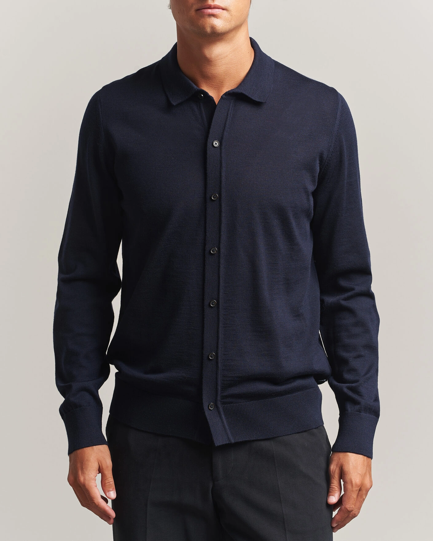 Herre | Trøjer | BOSS BLACK | Helbert Merino Knitted Cardigan Dark Blue