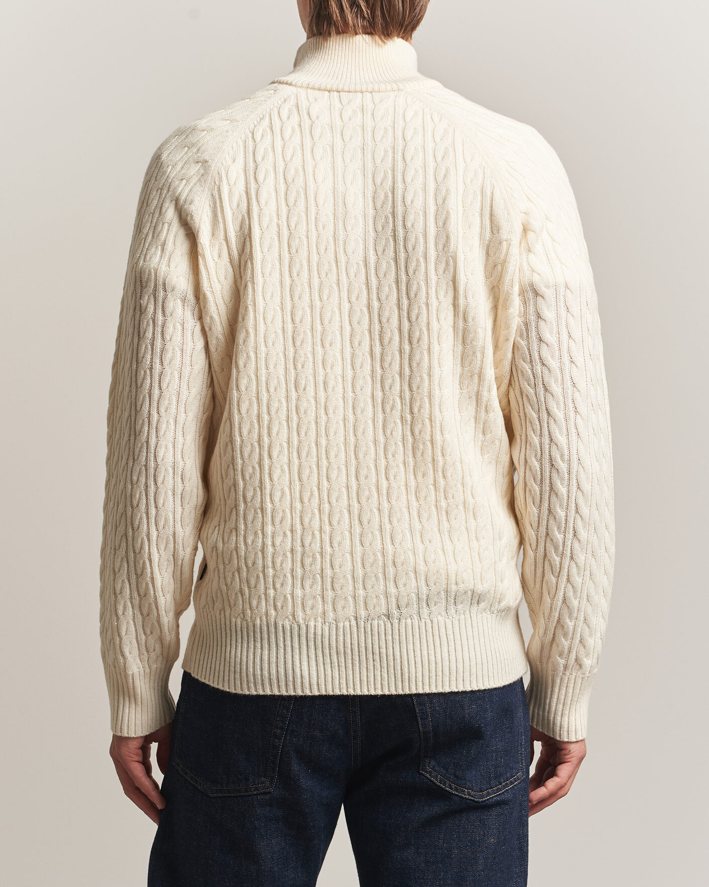 Herre | Trøjer | BOSS BLACK | Furore Wool/Cashmere Cable Half Zip Open White